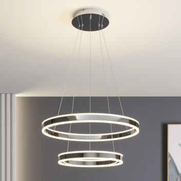 Závesné svietidlo Lucande LED Lyani, 60 cm, 2 svetlá, chróm, stmievateľné