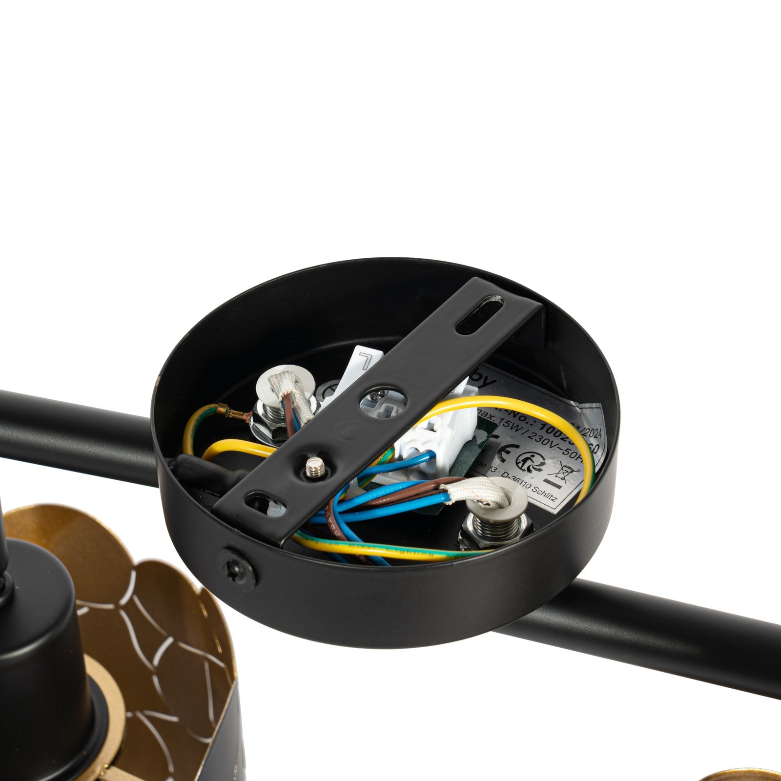 Aralena 4 Candeeiro de Teto Preto/Dourado - Lindby