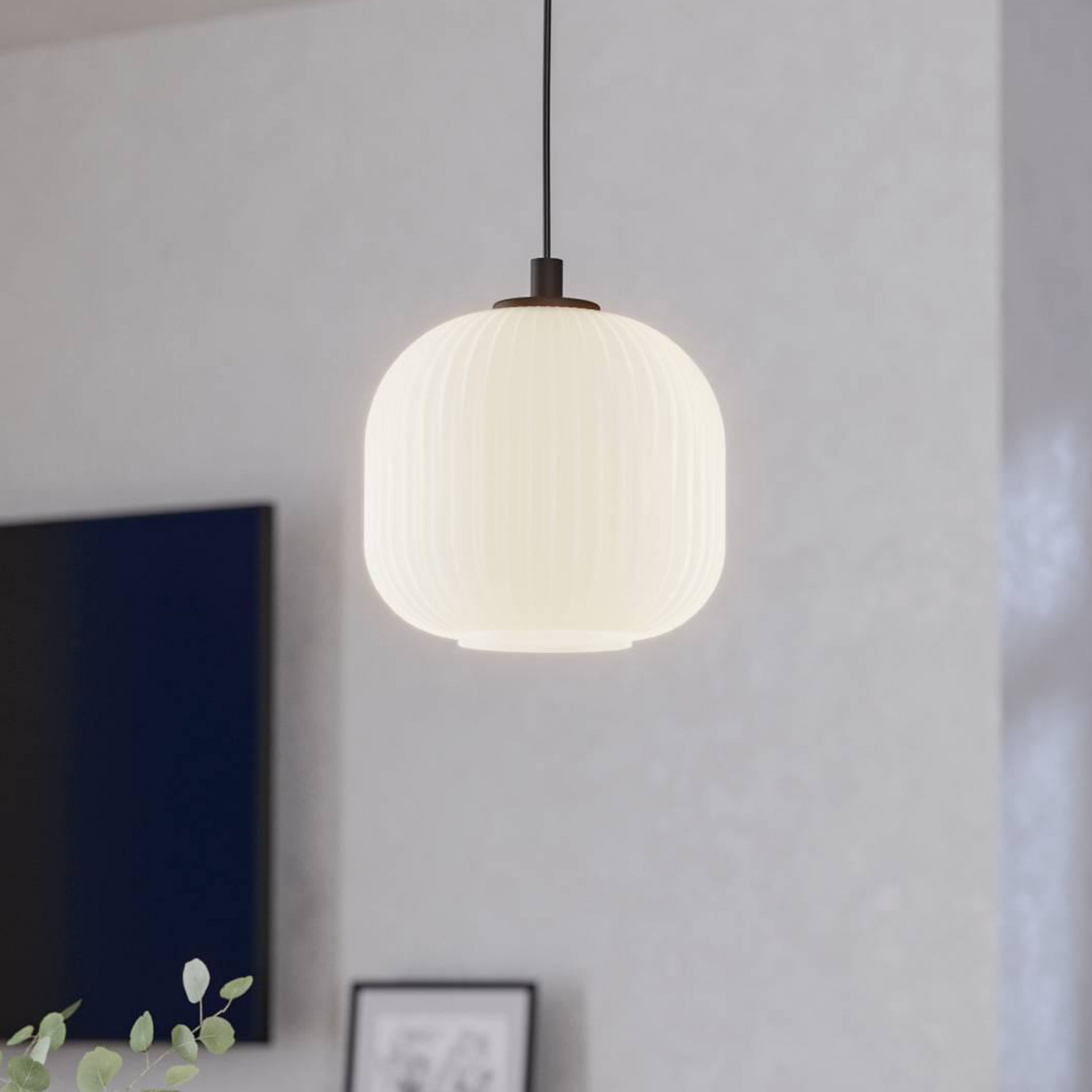 Lampa wisząca Mantunalle, Ø 20 cm, czarny/biały, szkło