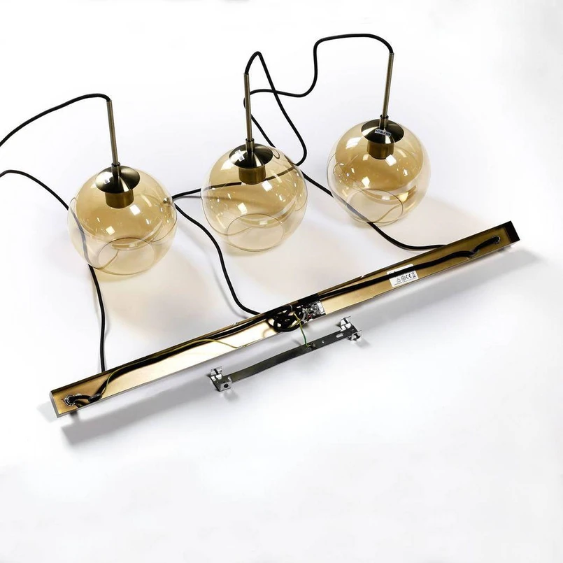 Lindby Sofian hänglampa, bärnsten, glas, 100 cm, 3 lampor.