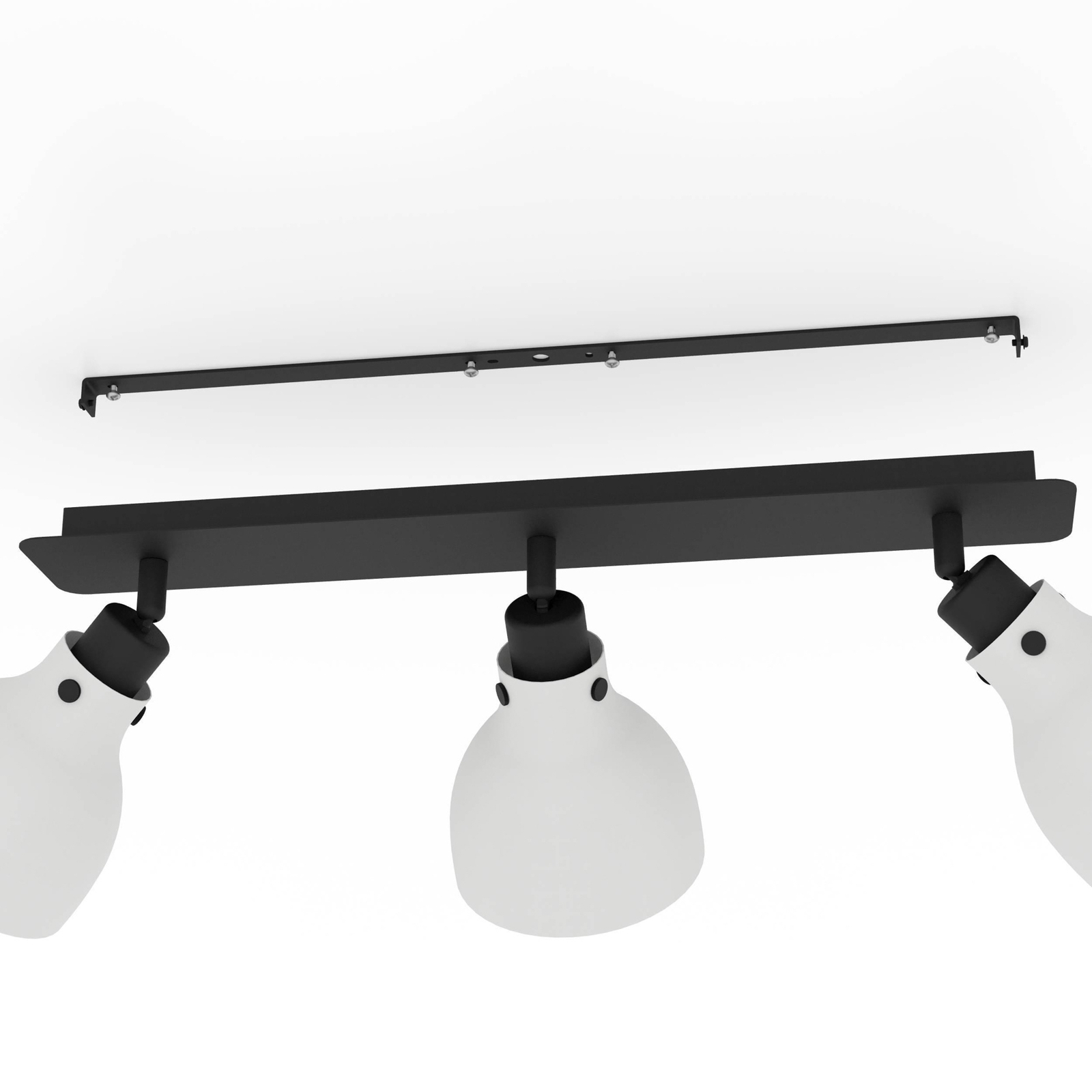 Faretto da soffitto Matlock, lunghezza 74 cm, grigio/nero, a 3 luci.