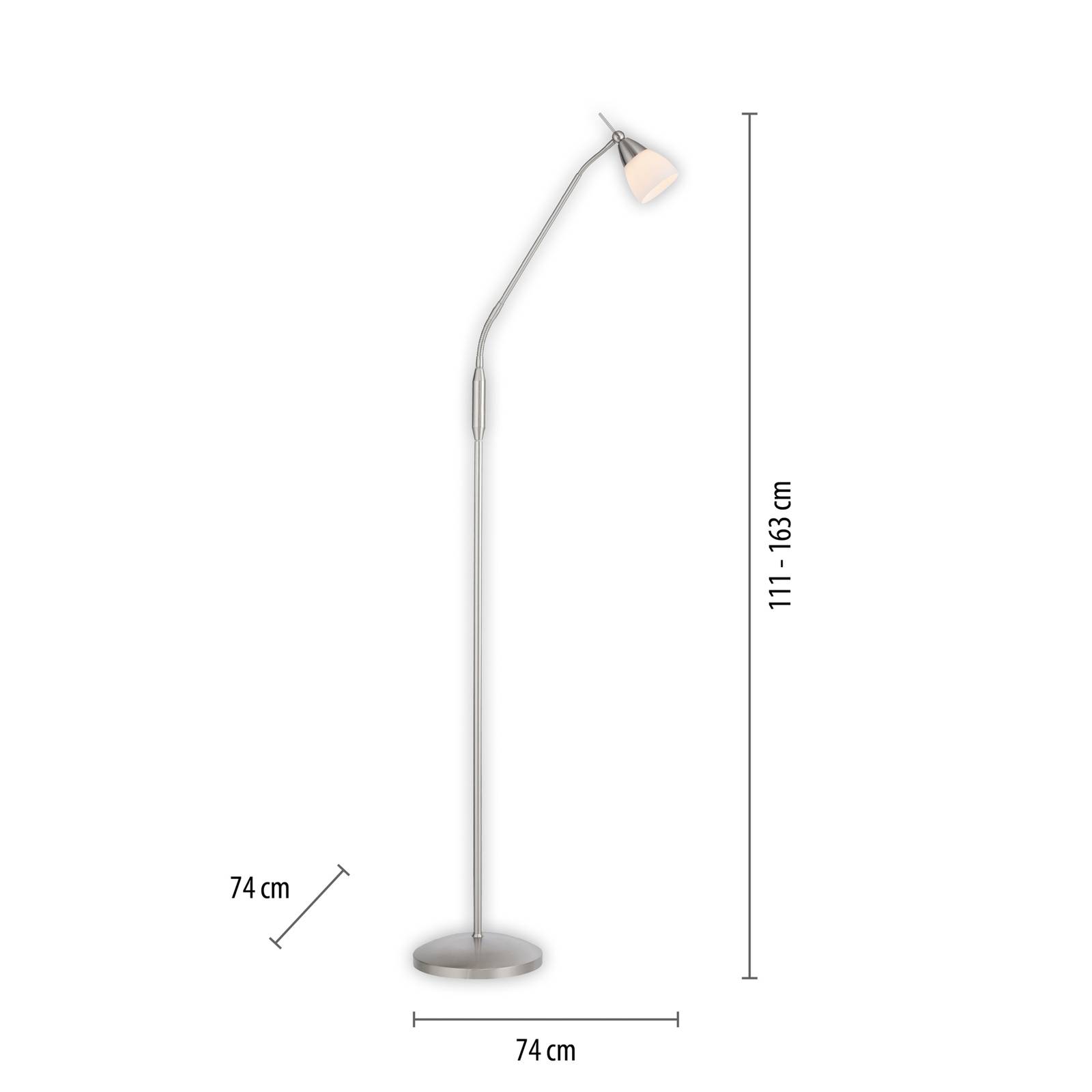 Lampa stojąca Paul Neuhaus Pino, srebrna, 163 cm, ściemniana, G9