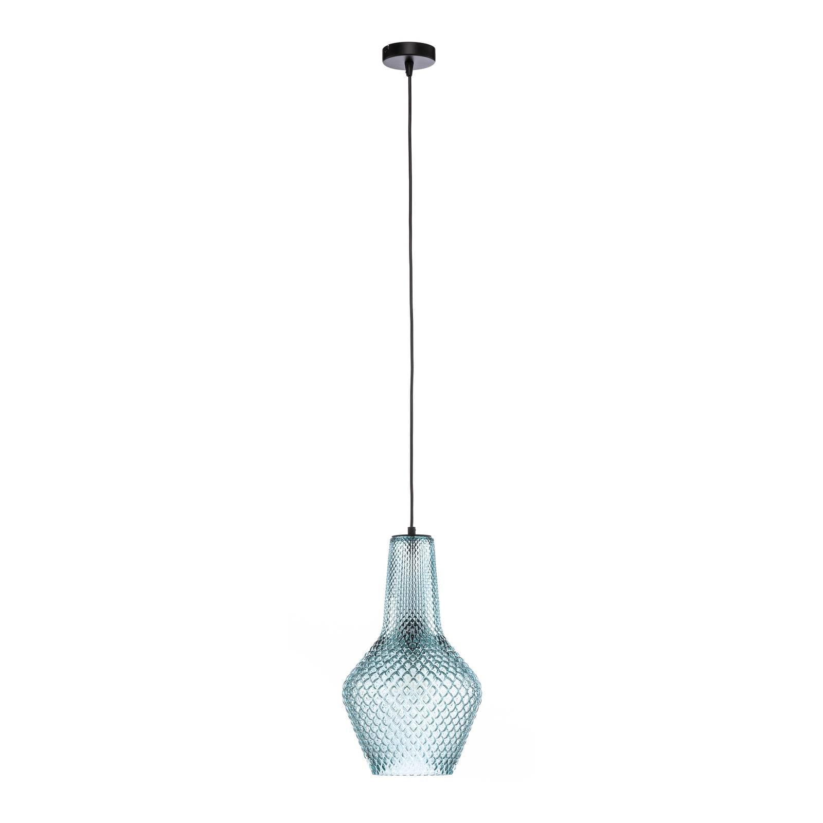 Lindby Hängeleuchte Drakar, 1-flg., hellblau, Glas, Ø 25 cm