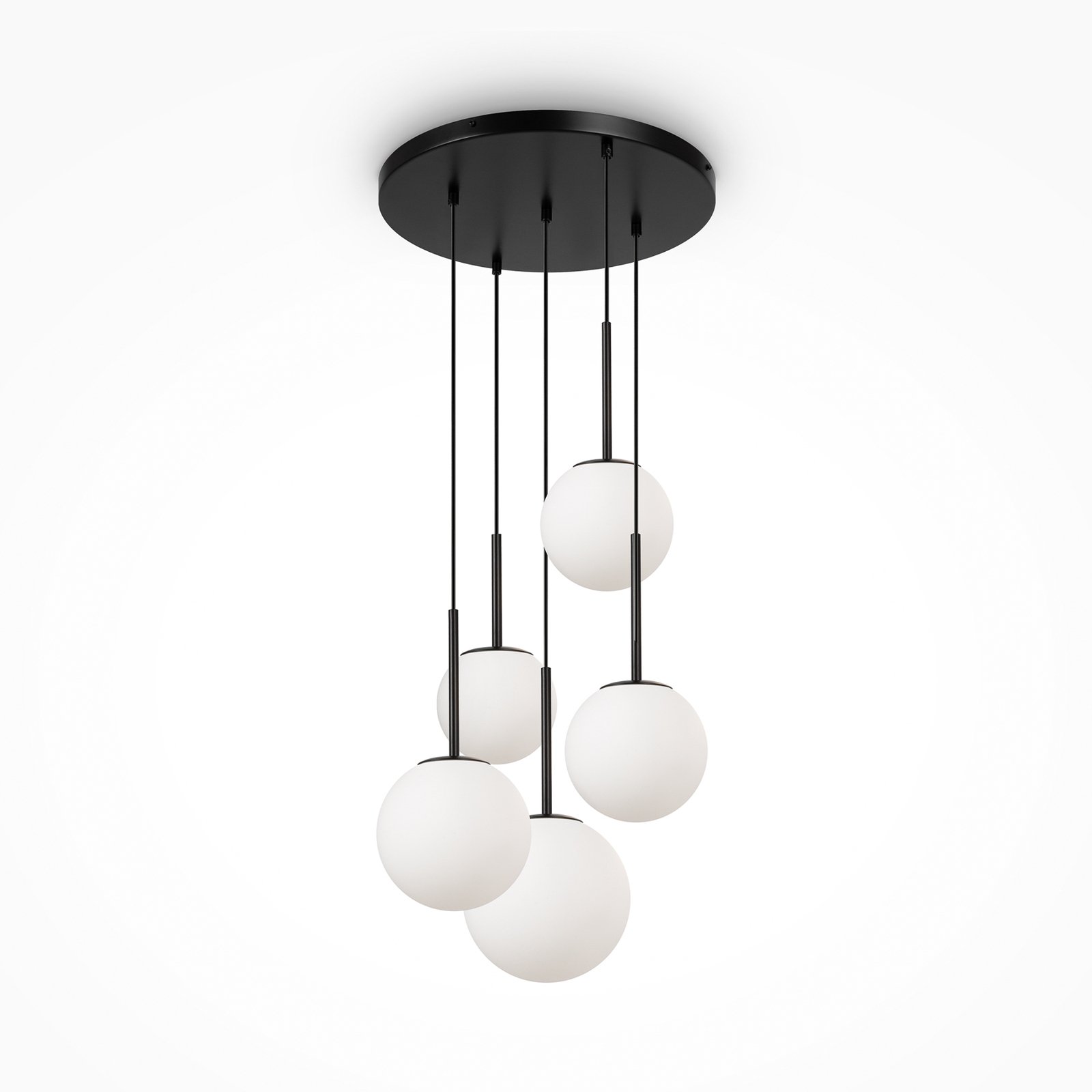 Maytoni hanging light Basic form, black, Ø 58 cm, 5-bulb glass