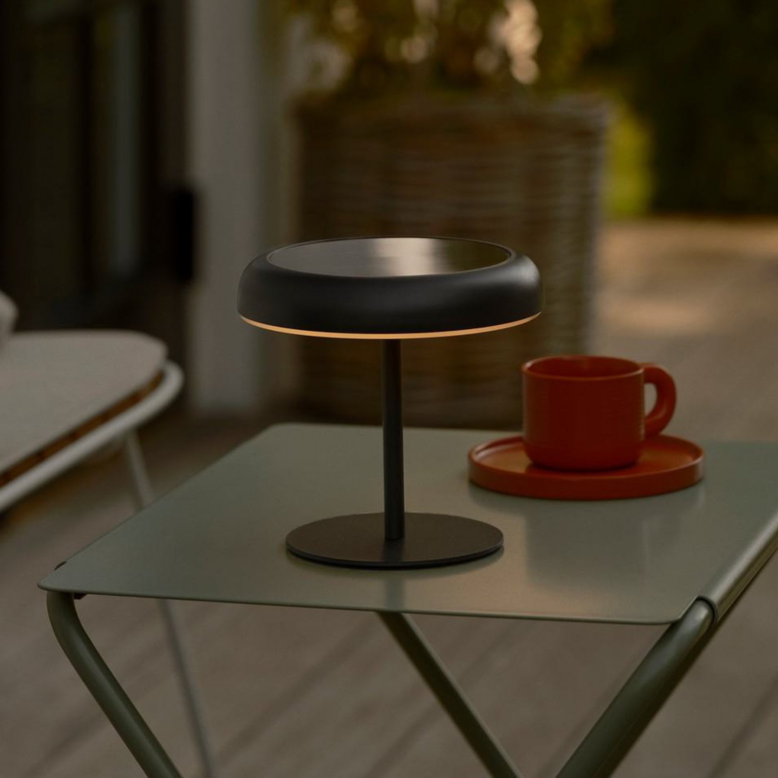 LED solar battery table lamp Elmer, black, metal, IP44