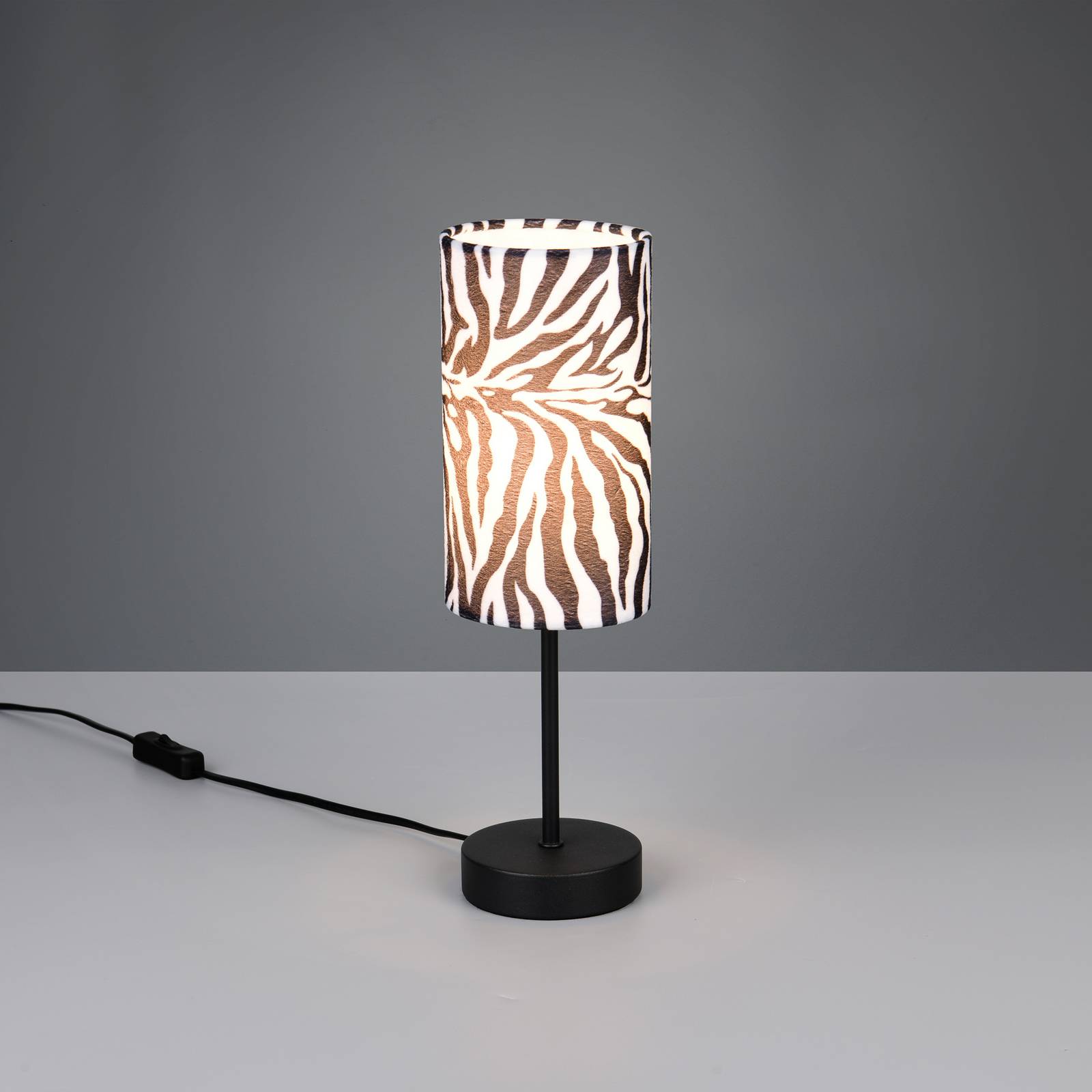 Reality Leuchten Lampe à poser Zebara, noir et blanc, hauteur 37 cm, métal