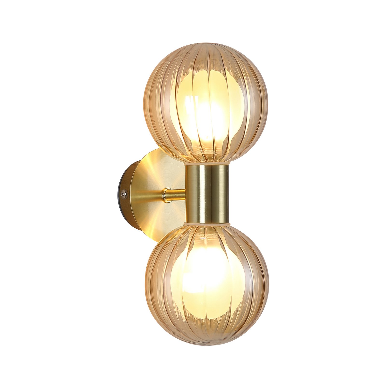 Vannas istabas sienas lampa Lumisphere, krēmkrāsas/messinga, augstums 28 cm, 2