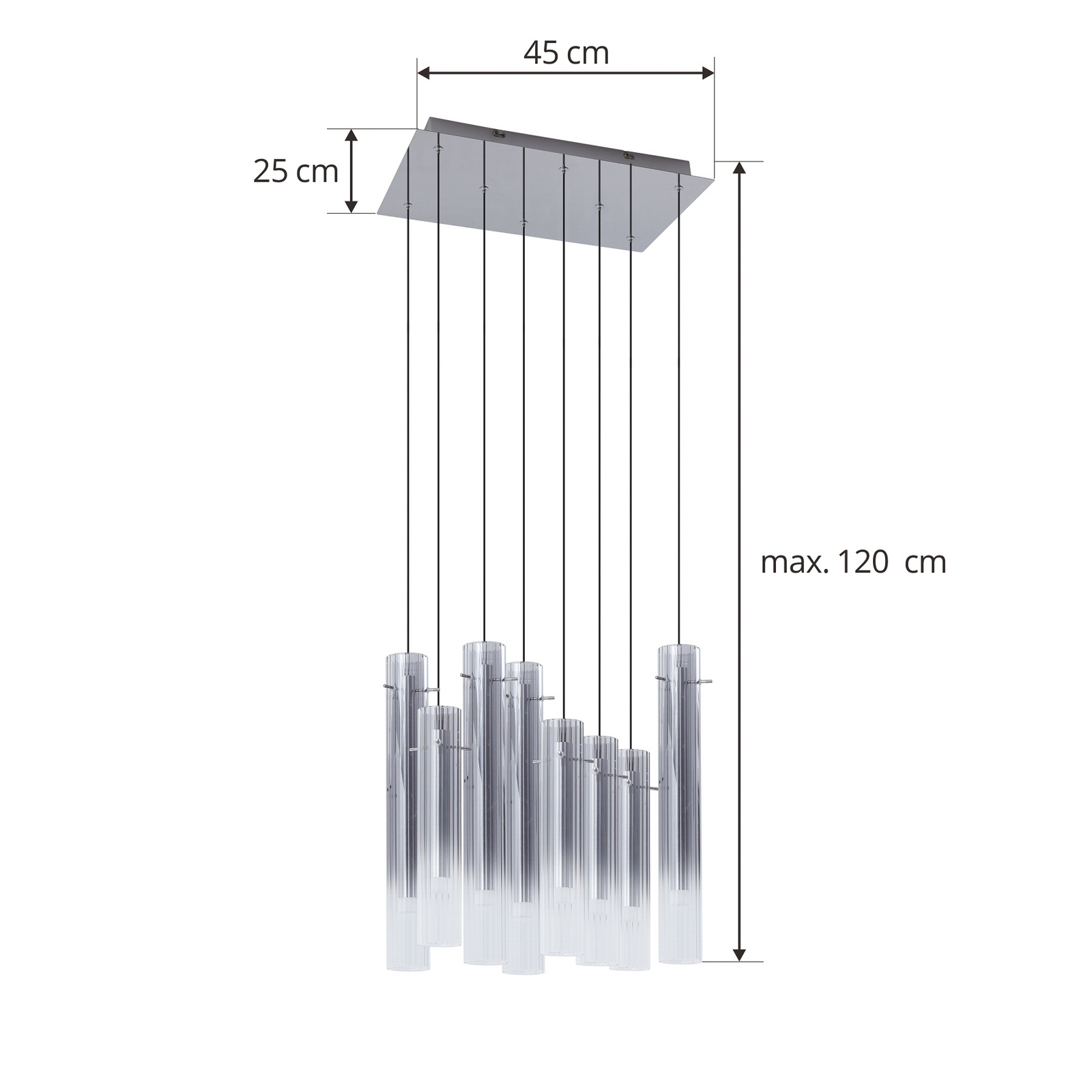 Lucande LED-Deckenleuchte Korvitha, 8-flammig, grau, Glas Lucande LED-Deckenleuchte Korvitha, 8-flammig, grau, Glas