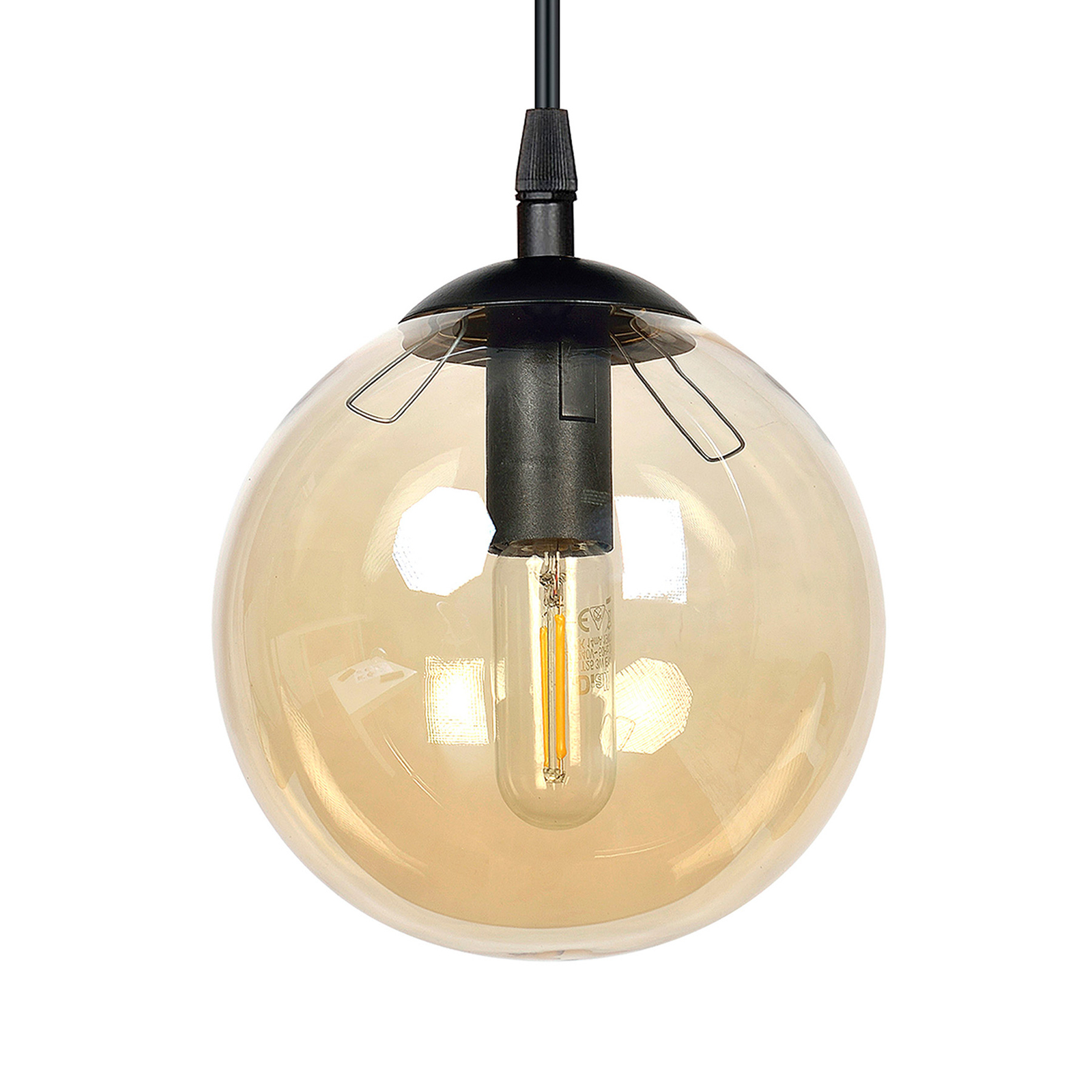 Lámpara colgante Glassy, 1 luz, central, ámbar