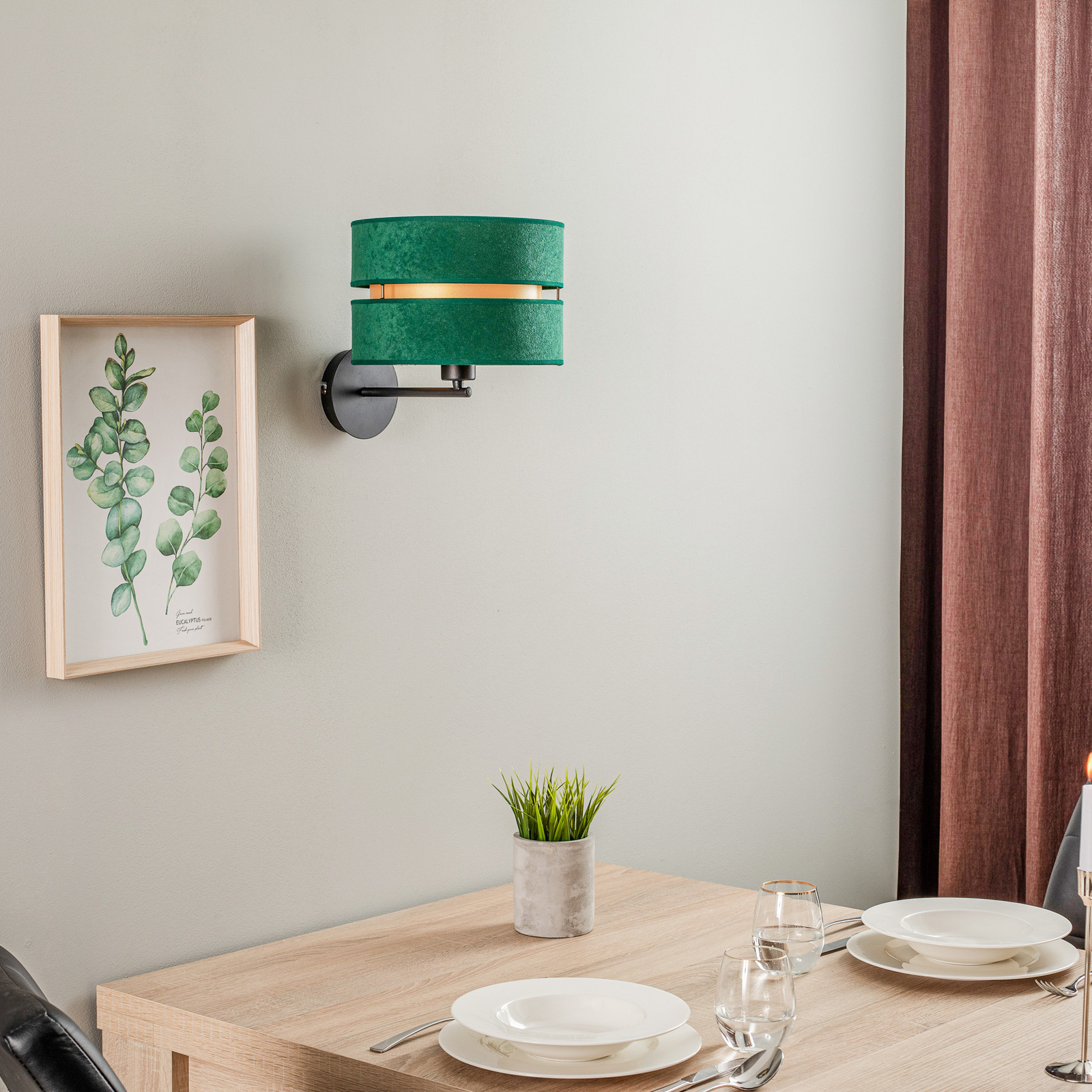 Duo wall light, green/gold, Ø 25 cm, 1-bulb