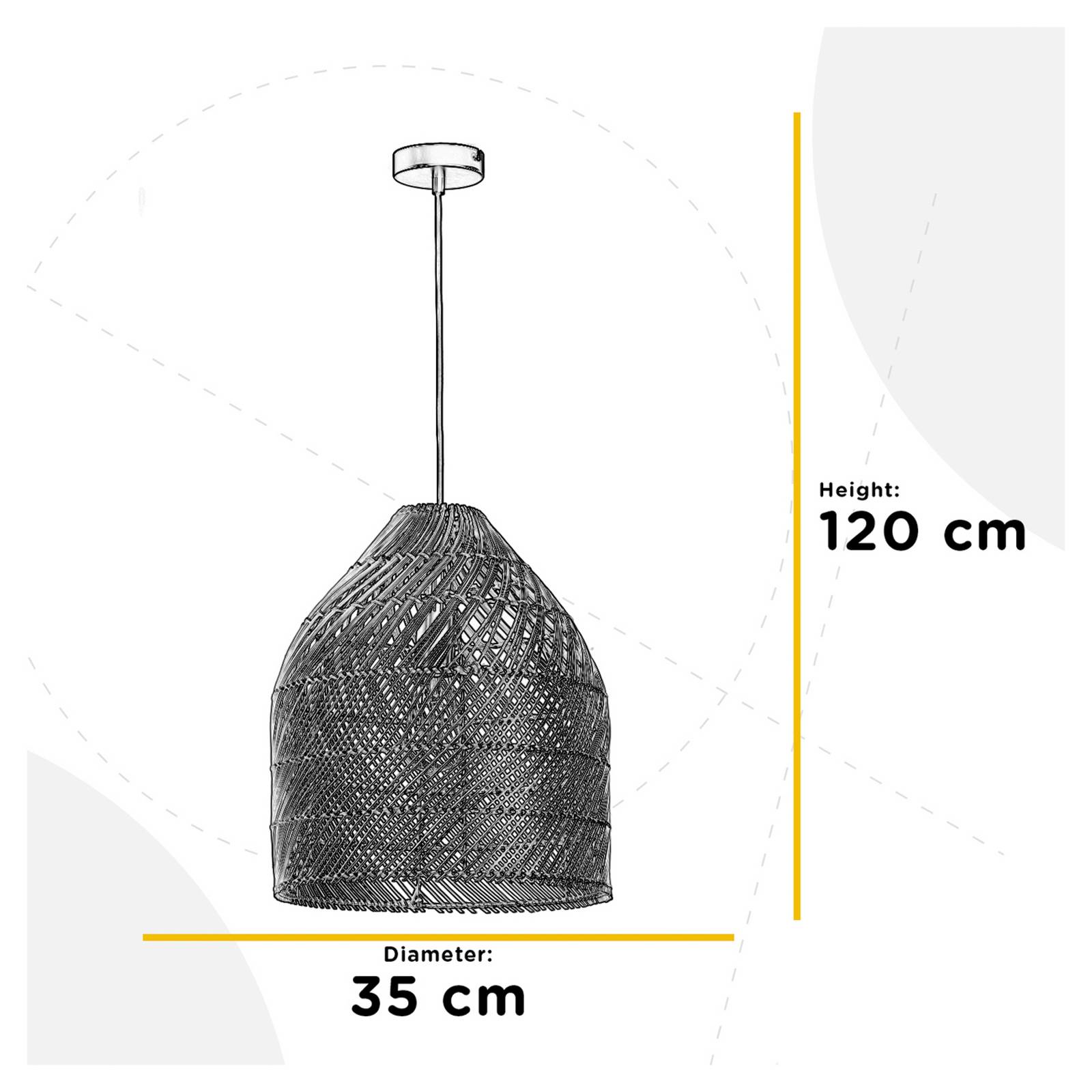 Lampa wisząca Luis, Ø 35 cm, rattan, E27