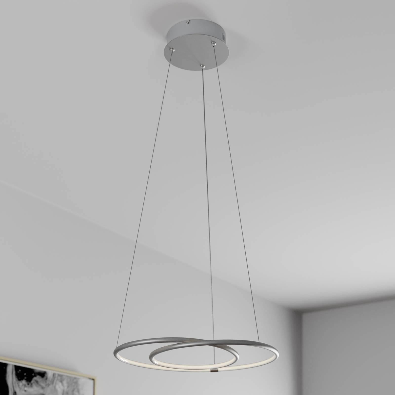 Lindby Lucy LED hanging light, 45 cm, aluminium, for Living / Dining Room, metal, aluminium, plastic, 17 W, energy efficiency: A+