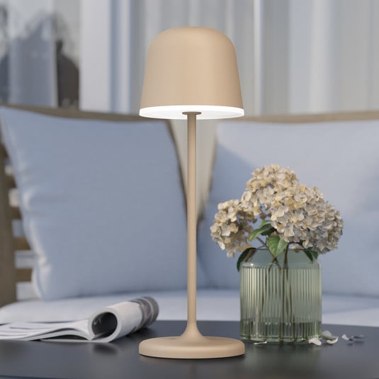 LED-Tischleuchte Mannera mit Akku, sand