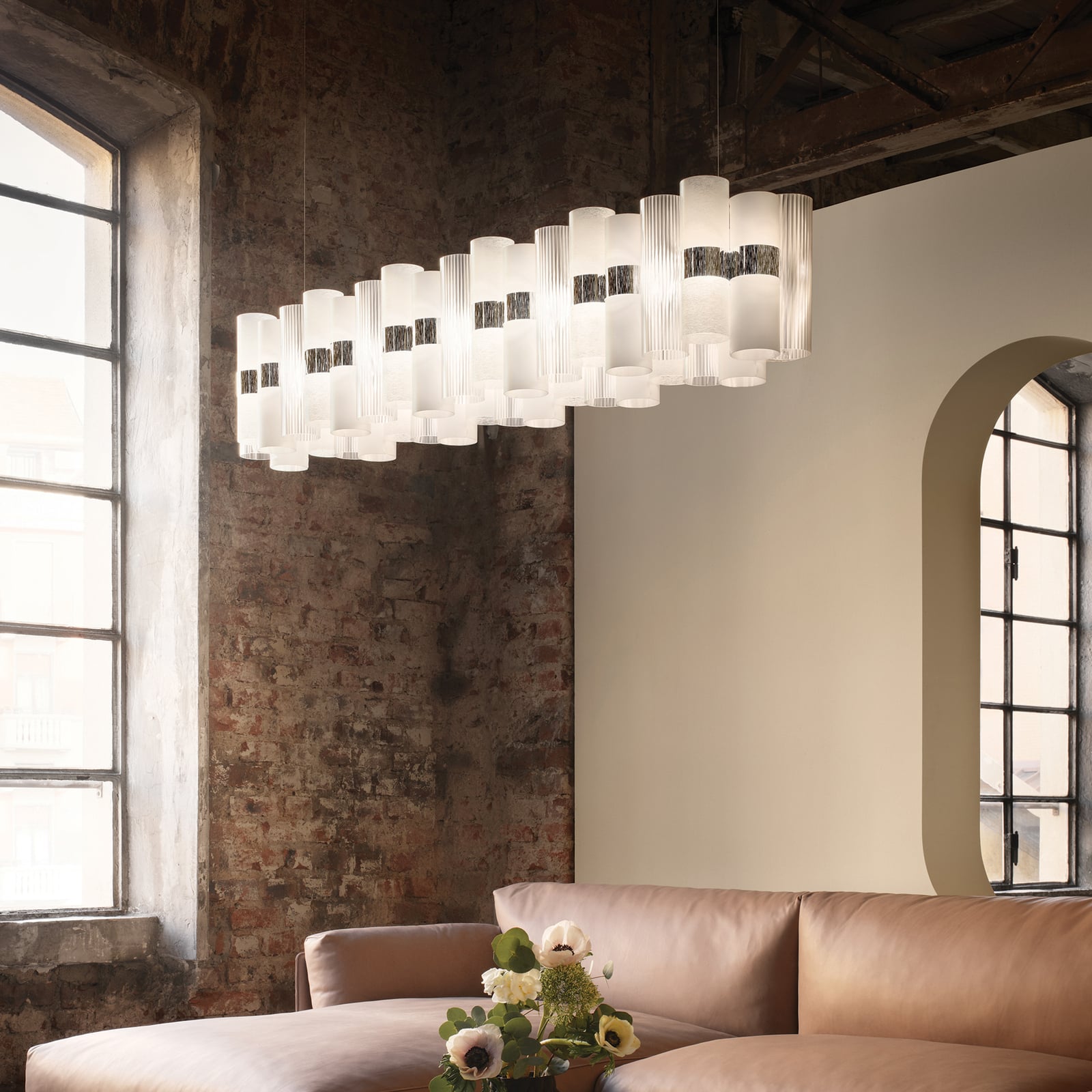 Candeeiro suspenso LED La Lollo, branco, 140 cm - Slamp