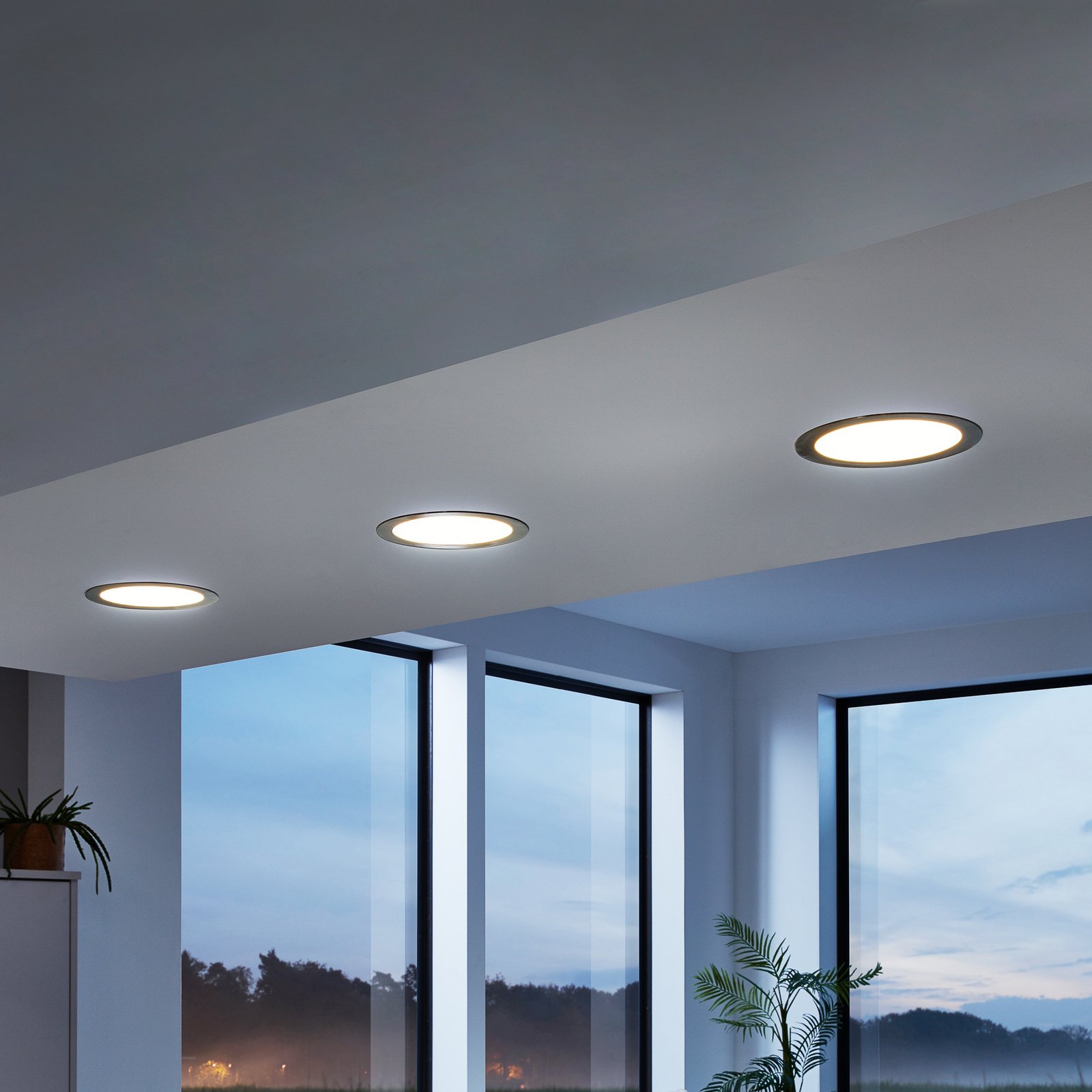 EGLO connect LED recessed light Fueva-C, Ø 22.5 cm, nickel