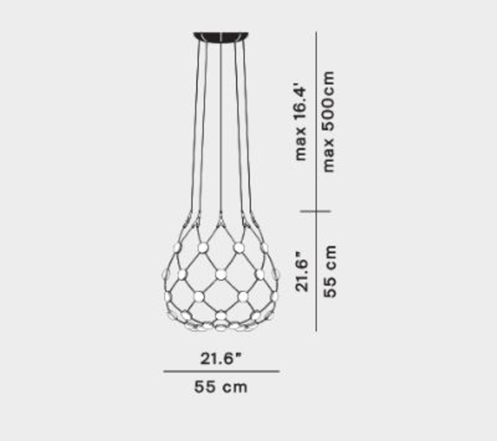 Mesh Lustră Pendul Ø55XH55 5m Phase Black  - Luceplan