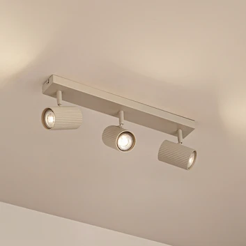 Lindby plafondspots Kardis, beige, 3-lamps, metaal, GU10