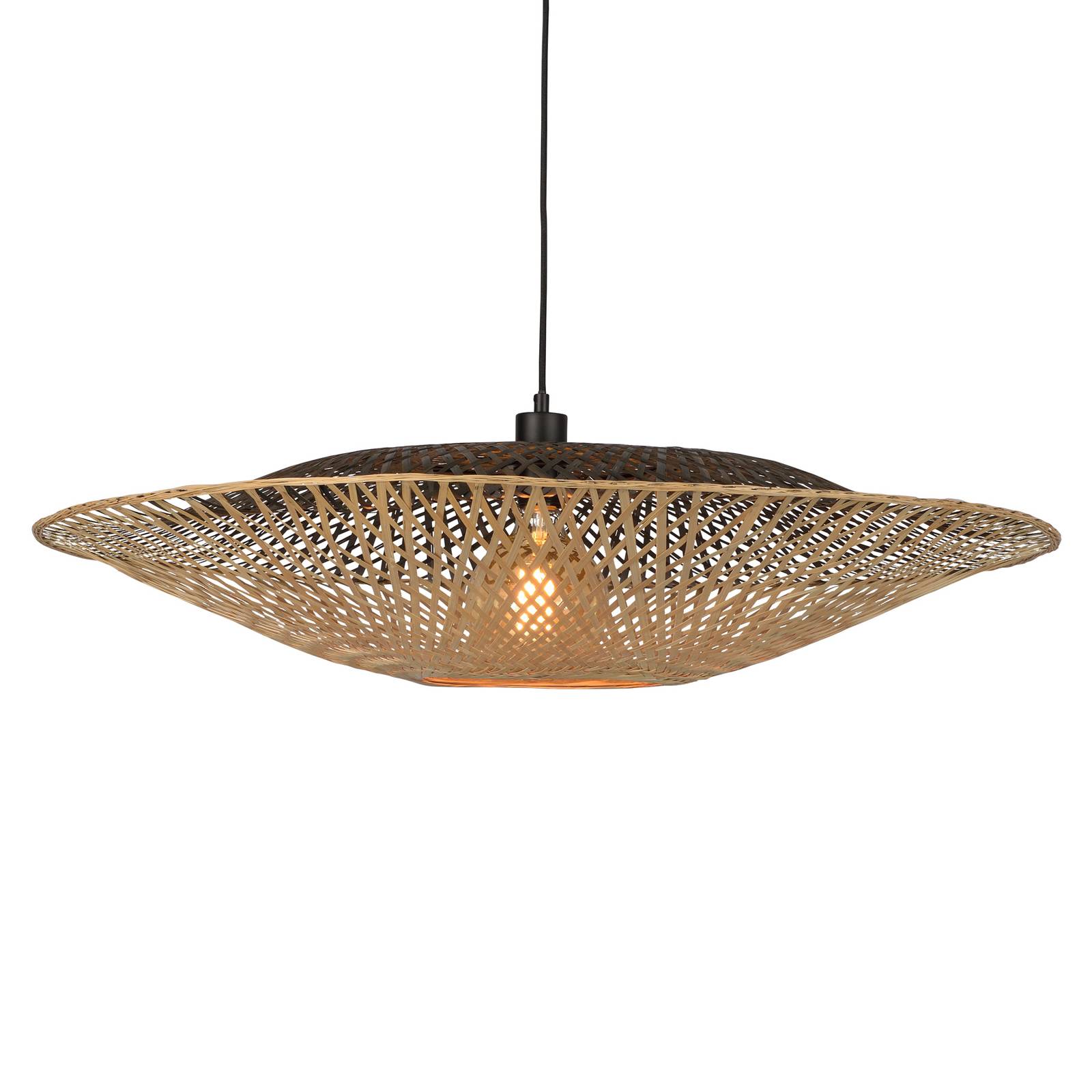 Good & Mojo Kalimantan-riippuvalo vaakasuora Ø87cm - design riippuvalaisin - lamppu Olohuoneen/ruokailutila luonnollinen, musta