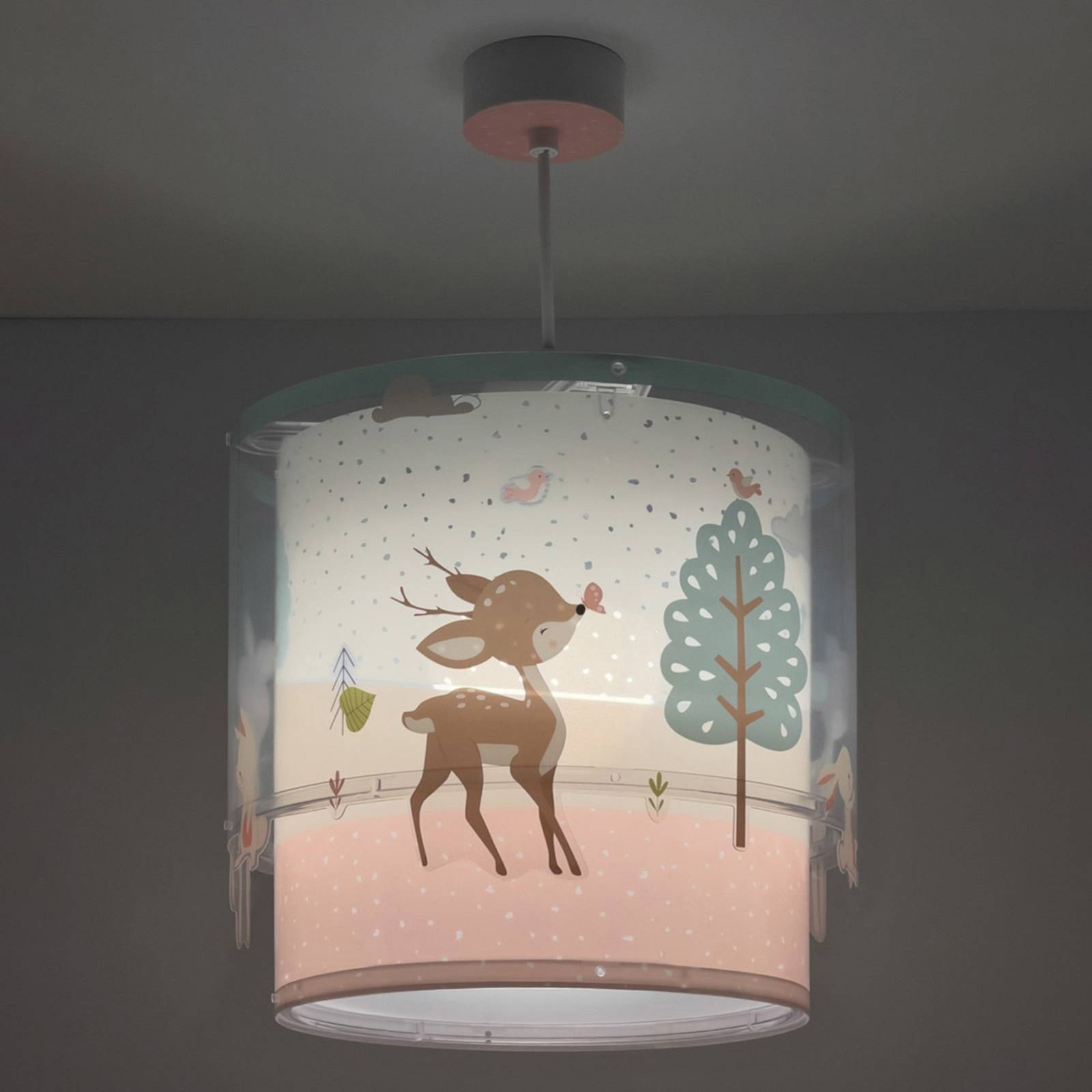 E-shop Detské závesné svietidlo Dalber Loving Deer, motív jeleňa