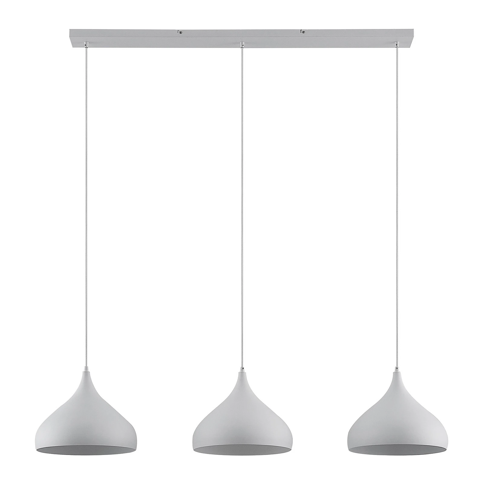 Lindby Pendelleuchte Elamira, weiß, Metall, 133 cm, 3-flg.