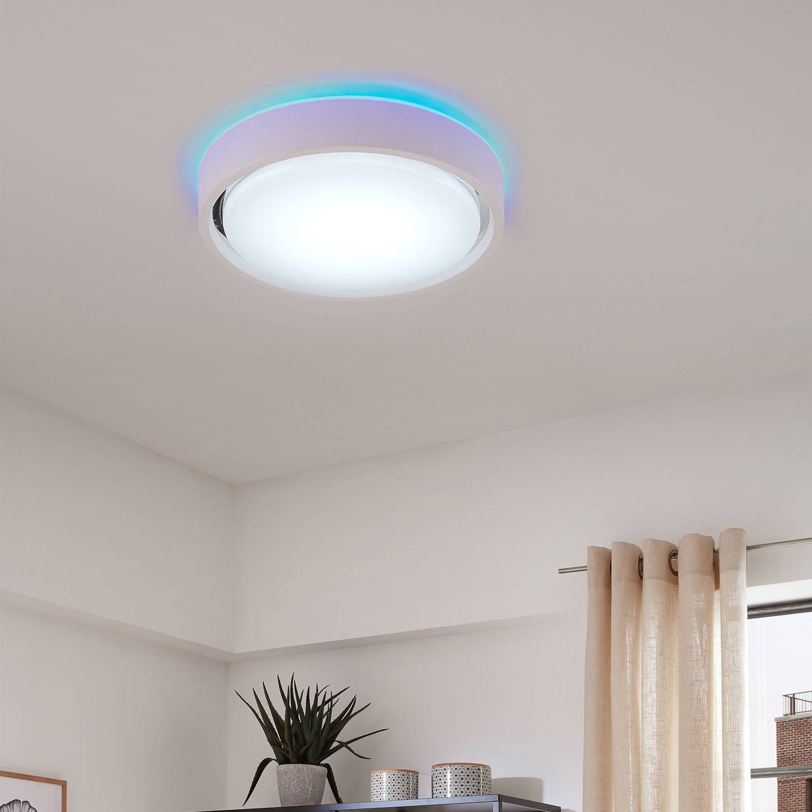 Brilonger Talena M LED ceiling lamp RGB CCT, sensor, white, for Living / Dining Room, metal, plastic, 30 W, energy efficiency: A+, H: 7.5 cm