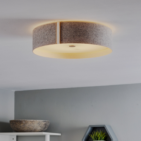 Filz-Deckenleuchte Lara felt mit LED grau-wollweiß