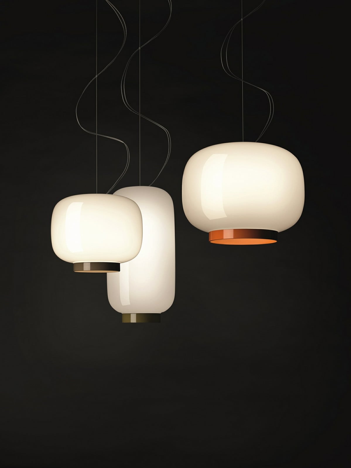Chouchin 1 Reverse Pendelleuchte Weiß/Orange Foscarini - Wohnzimmer - Glas
