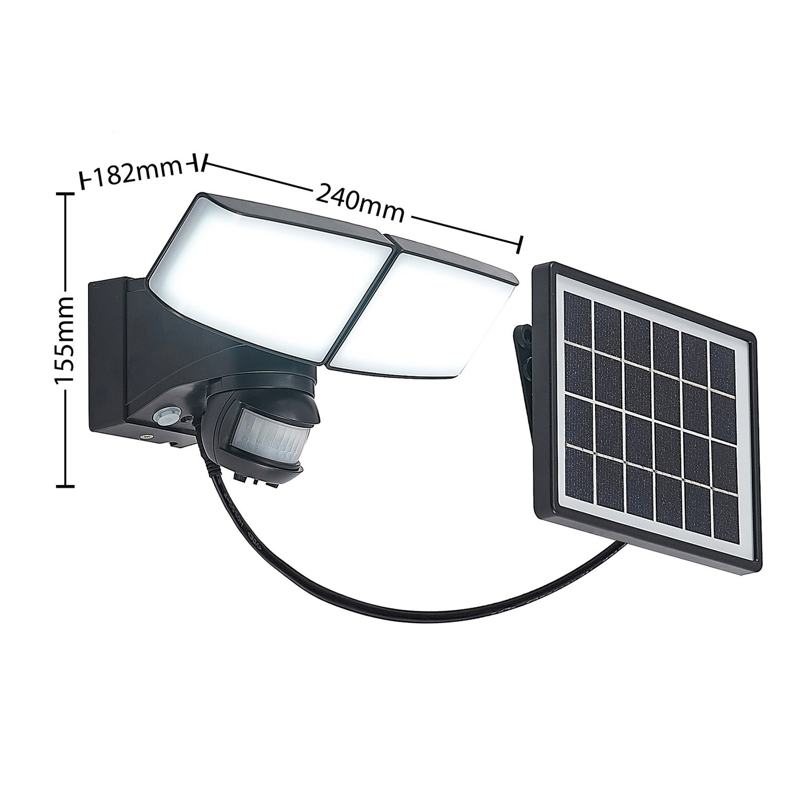 Prios Kalvito LED-Solar-Wandstrahler Sensor, 2-fl.