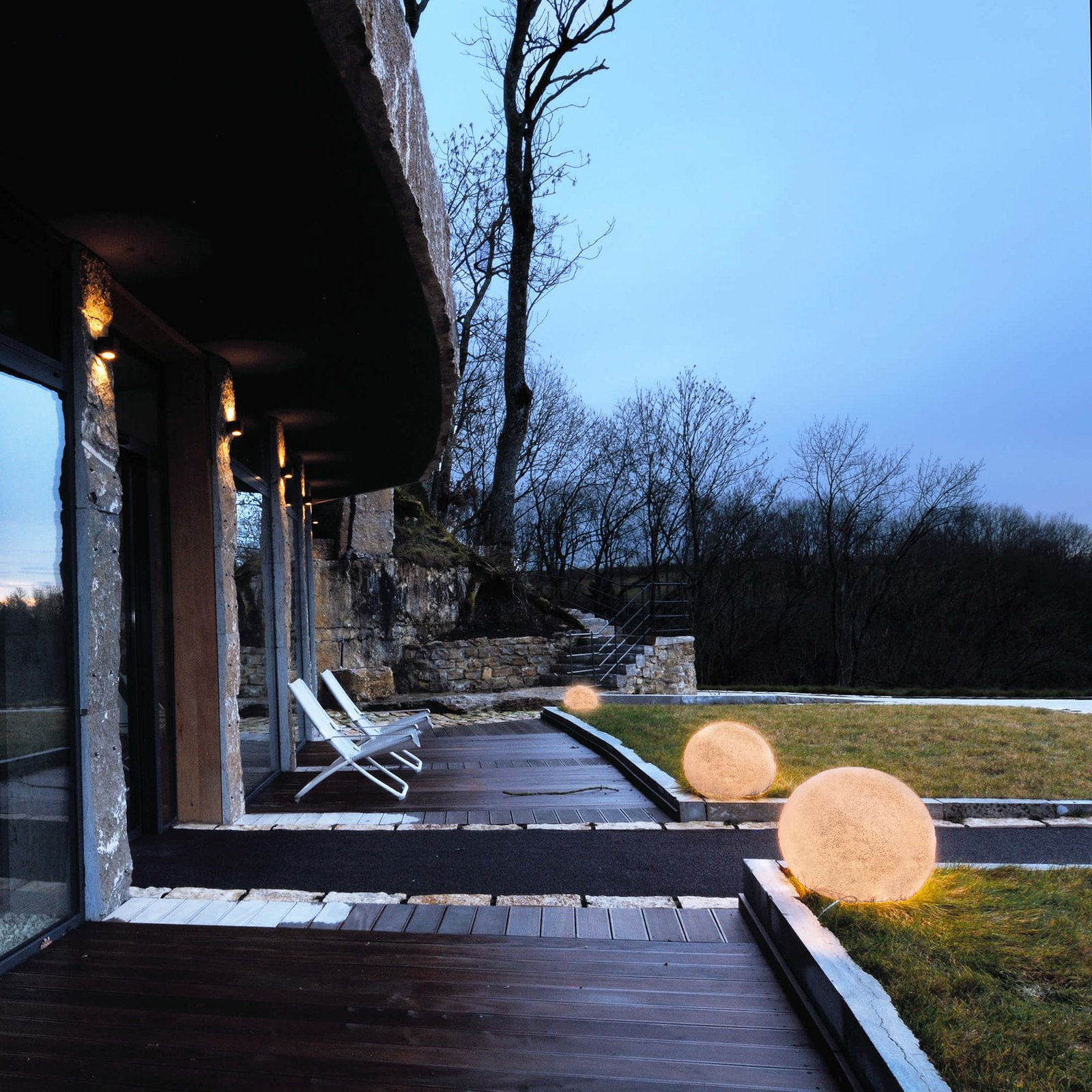 Lámpara globo de exterior con pica de tierra, terracota Ø 45cm