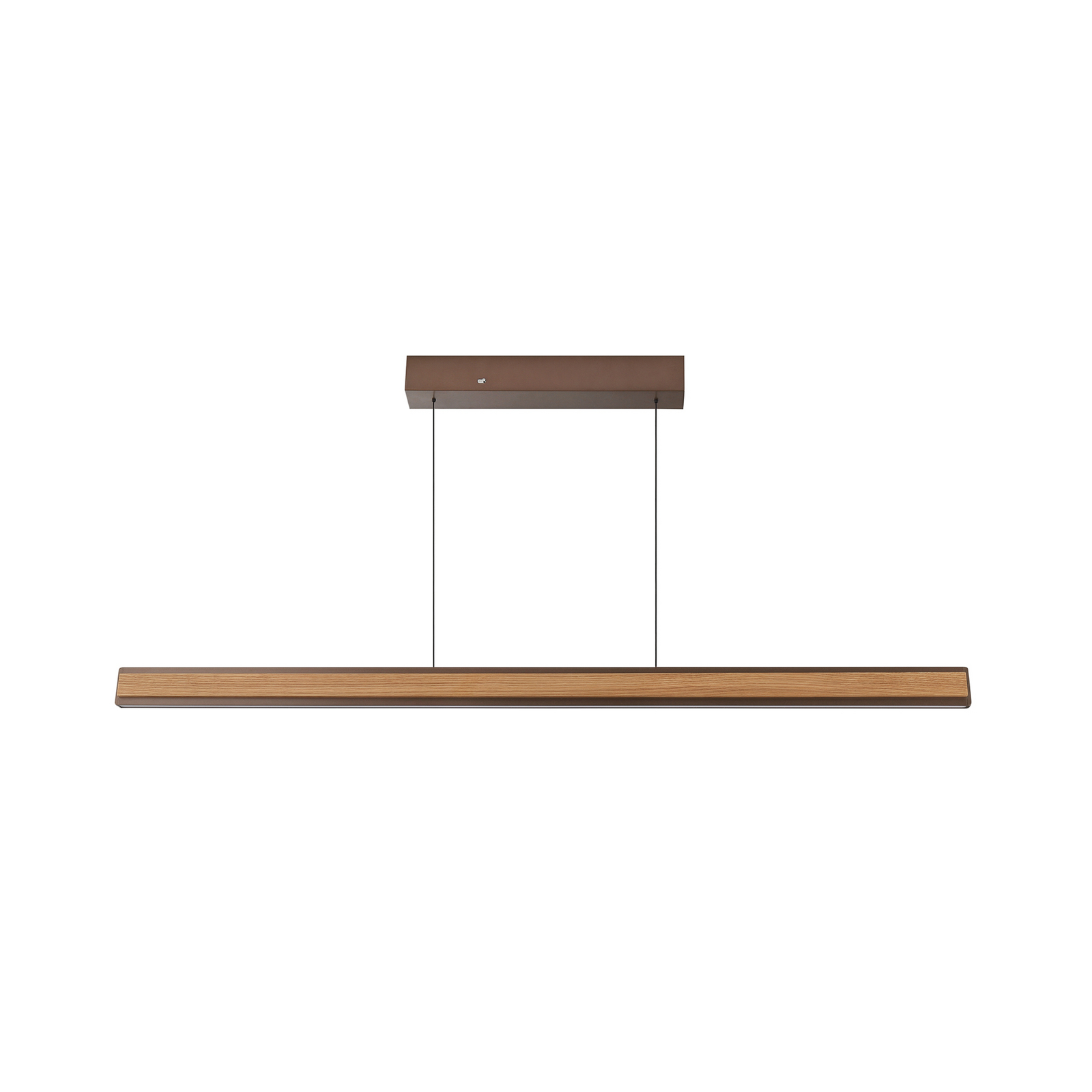 Lampă suspendată LED Arviso, stejar, lungime 127 cm, dimabilă.