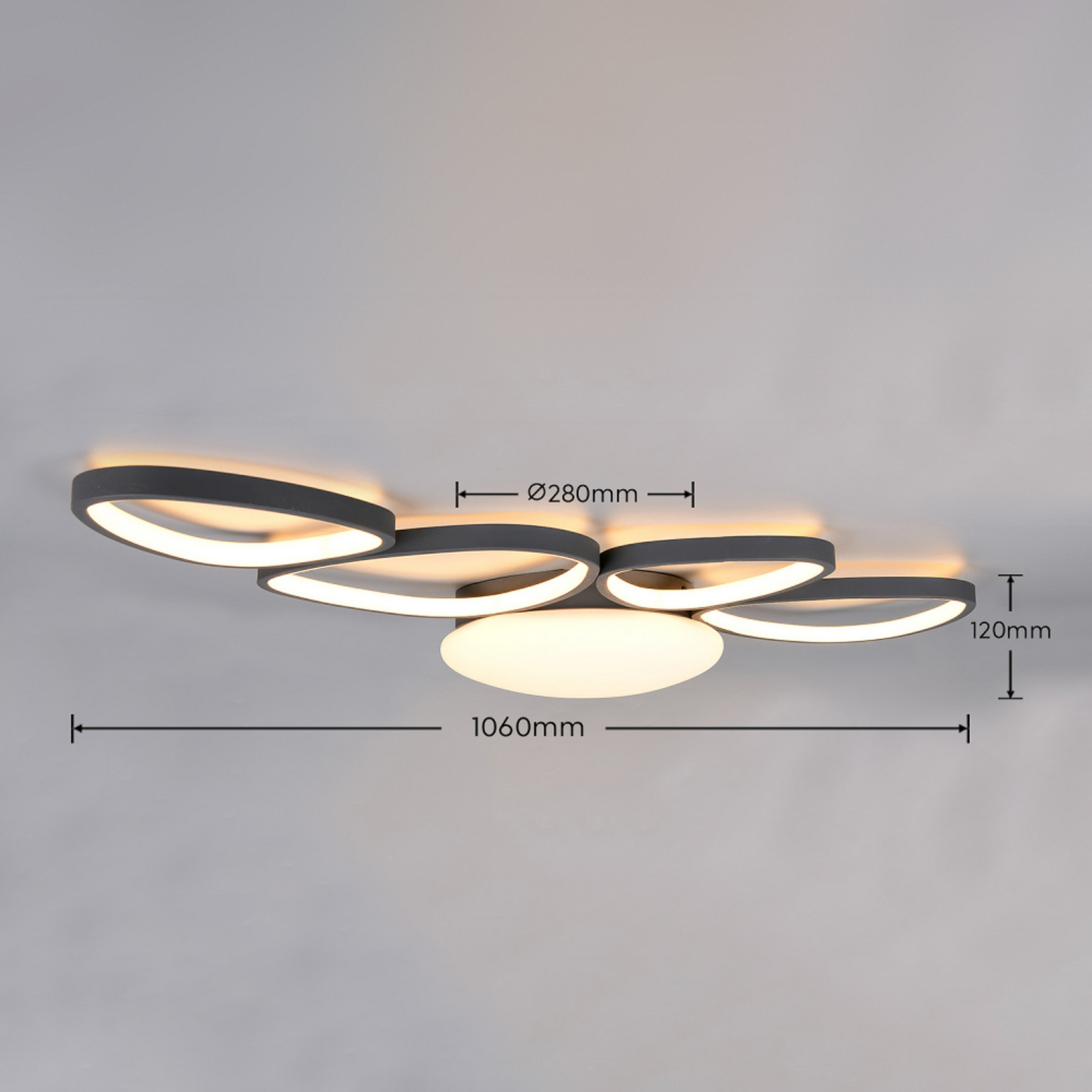 LED plafondlamp Amelio, zwart, 102 cm, CCT, afstandsbediening LED plafondlamp Amelio, zwart, 102 cm, CCT, afstandsbediening