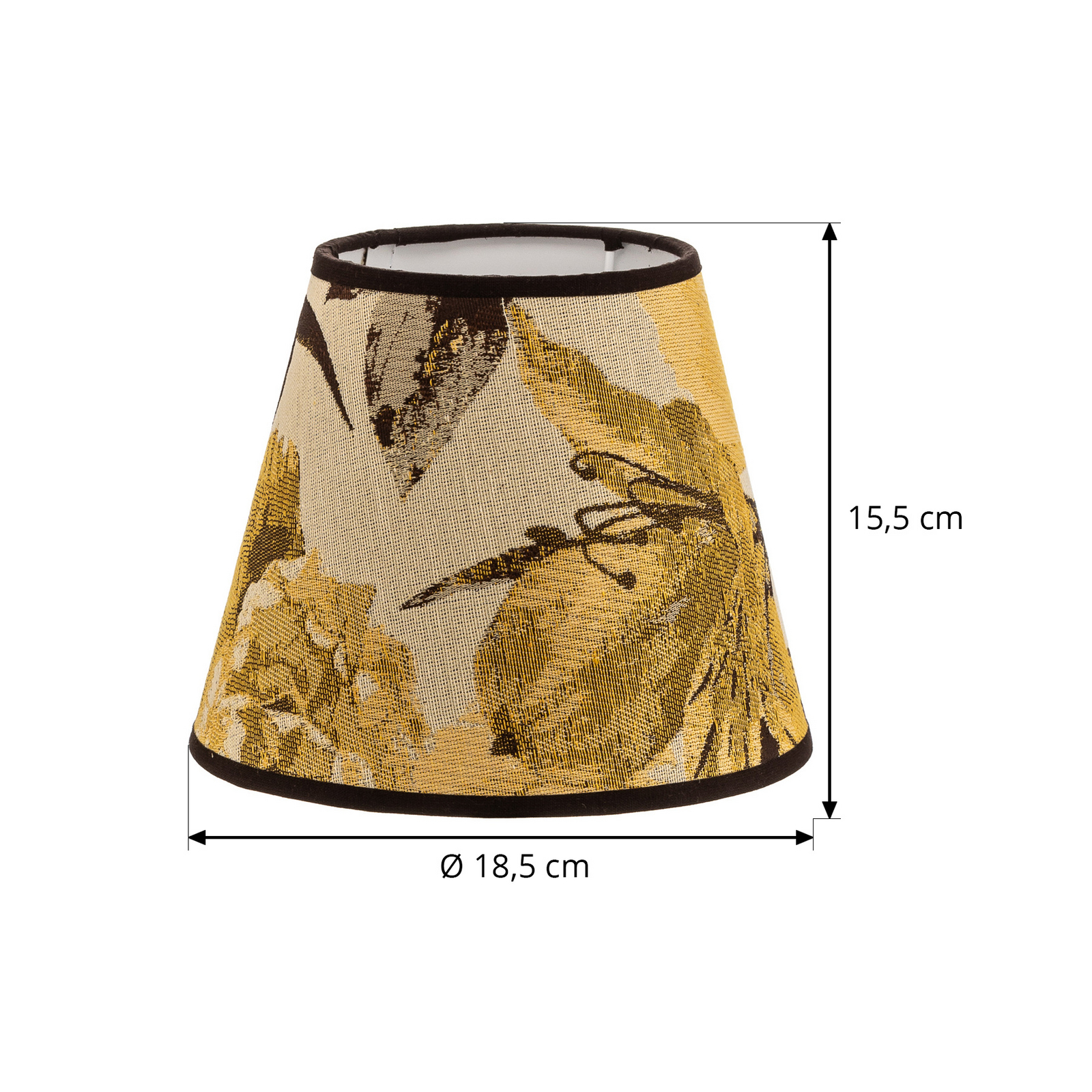 Sofia lámpabúra, magasság 15,5 cm, sárga virágmintás