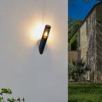 Lindby outdoor wall light Statius, black, iron, sensor
