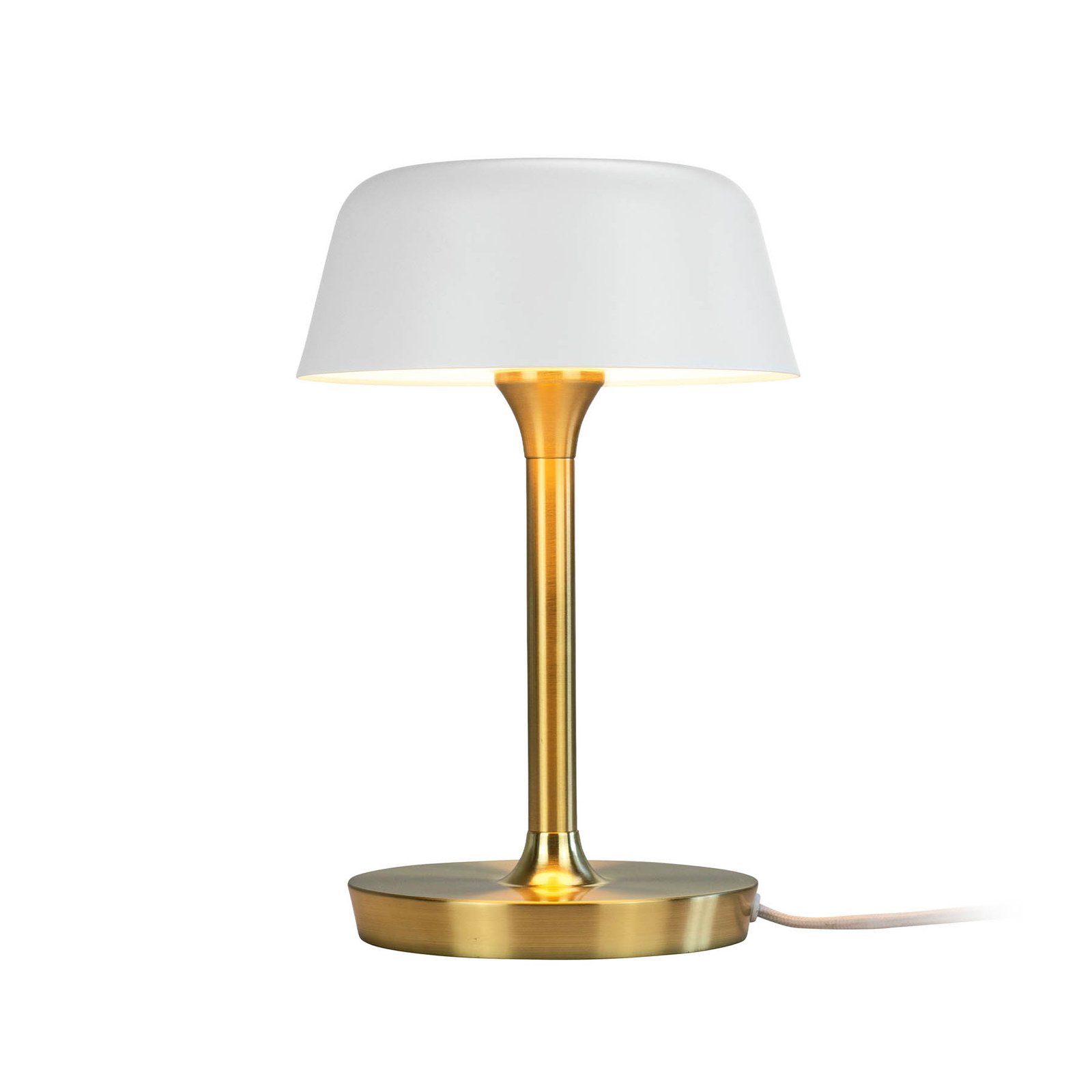 Dyberg Larsen Lampe de table Valencia, blanc/laiton, hauteur 30 cm