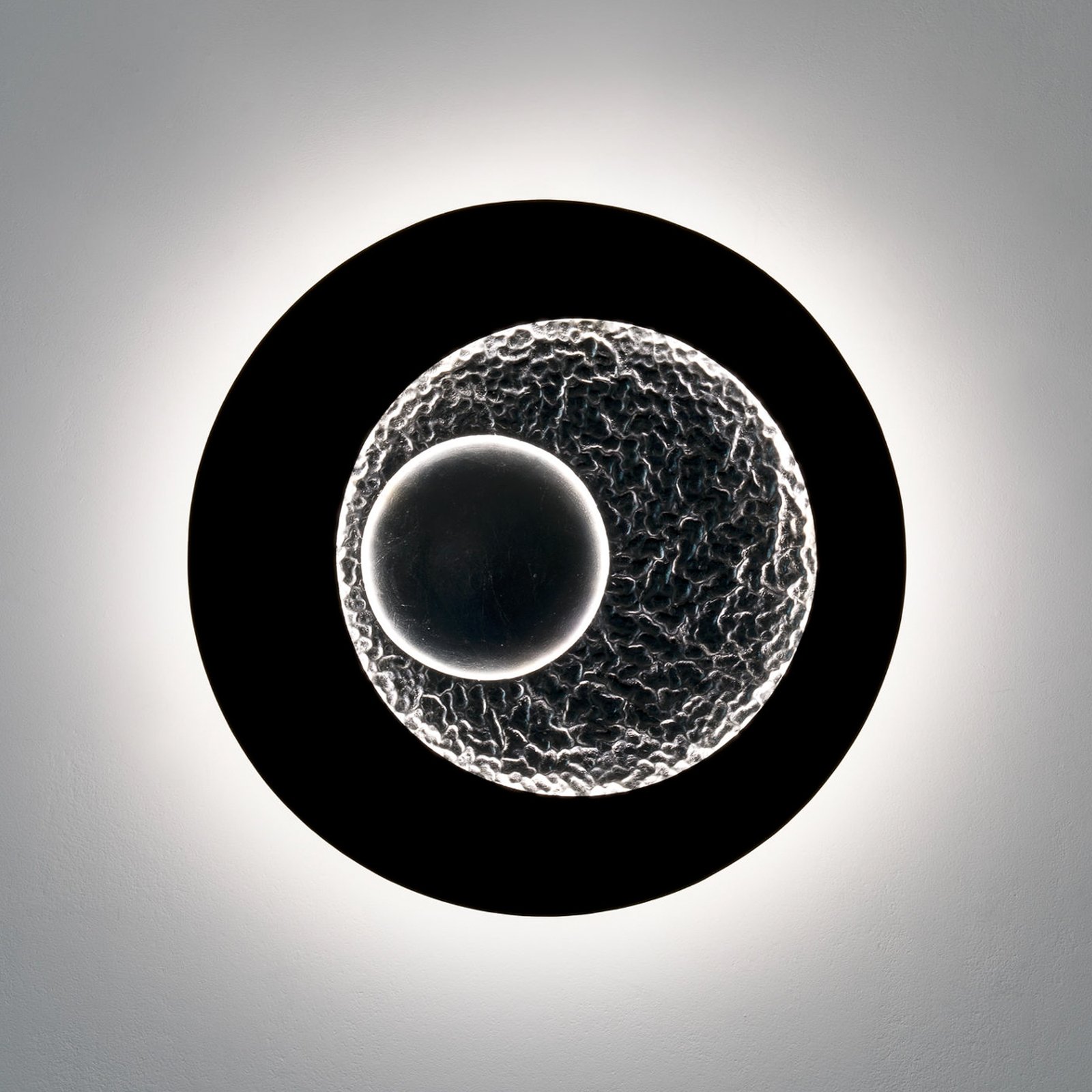 Urano LED wandlamp, bruin-zwart-zilver, Ø 60 cm, ijzer