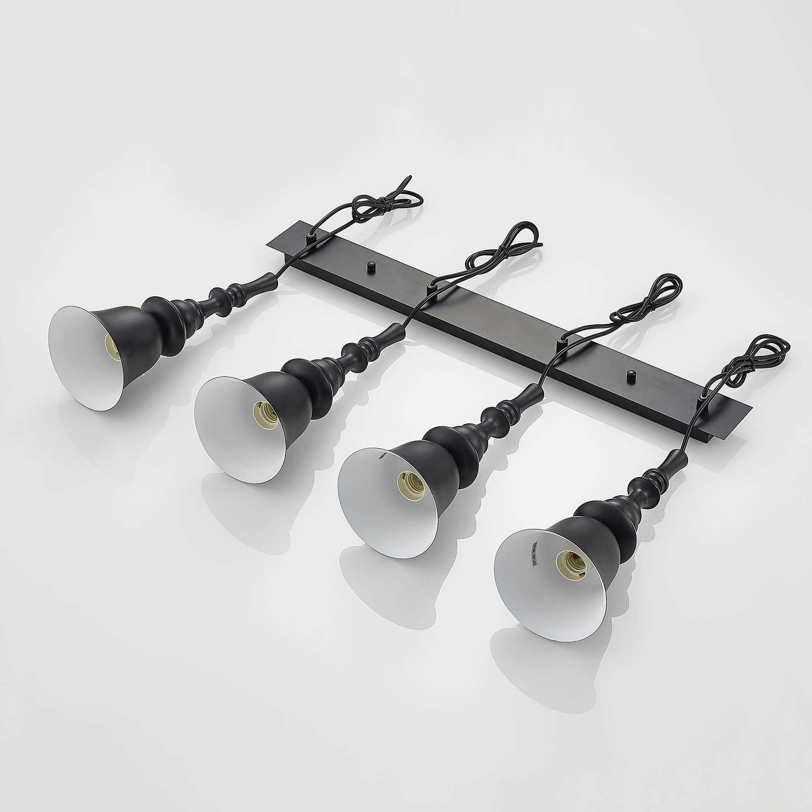 Lucande Gesja suspension 4 lampes allongée noire