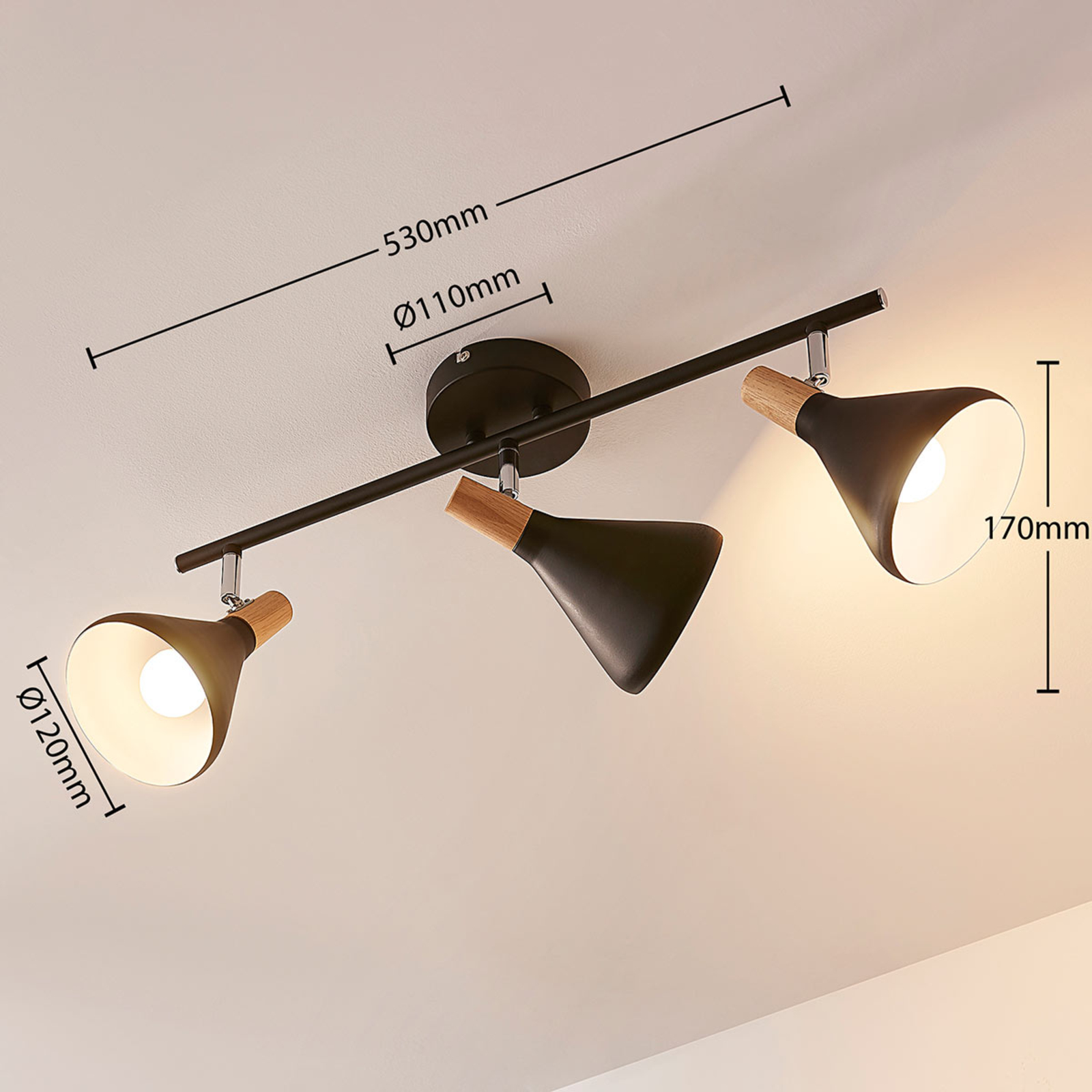 Arina 3 Ceiling Lamp Black - Lindby