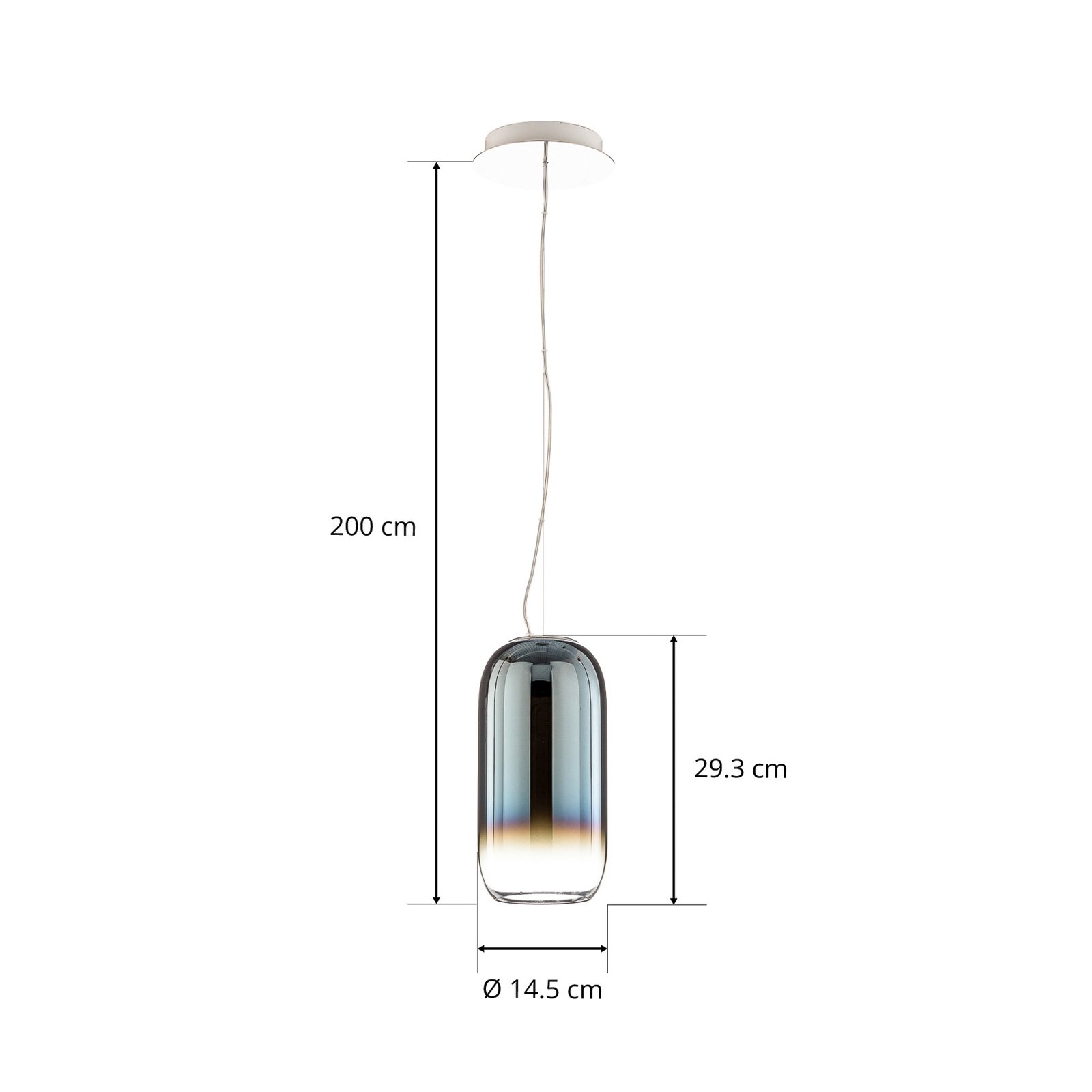 Artemide Gople Mini závěsné světlo modrá/stříbrná