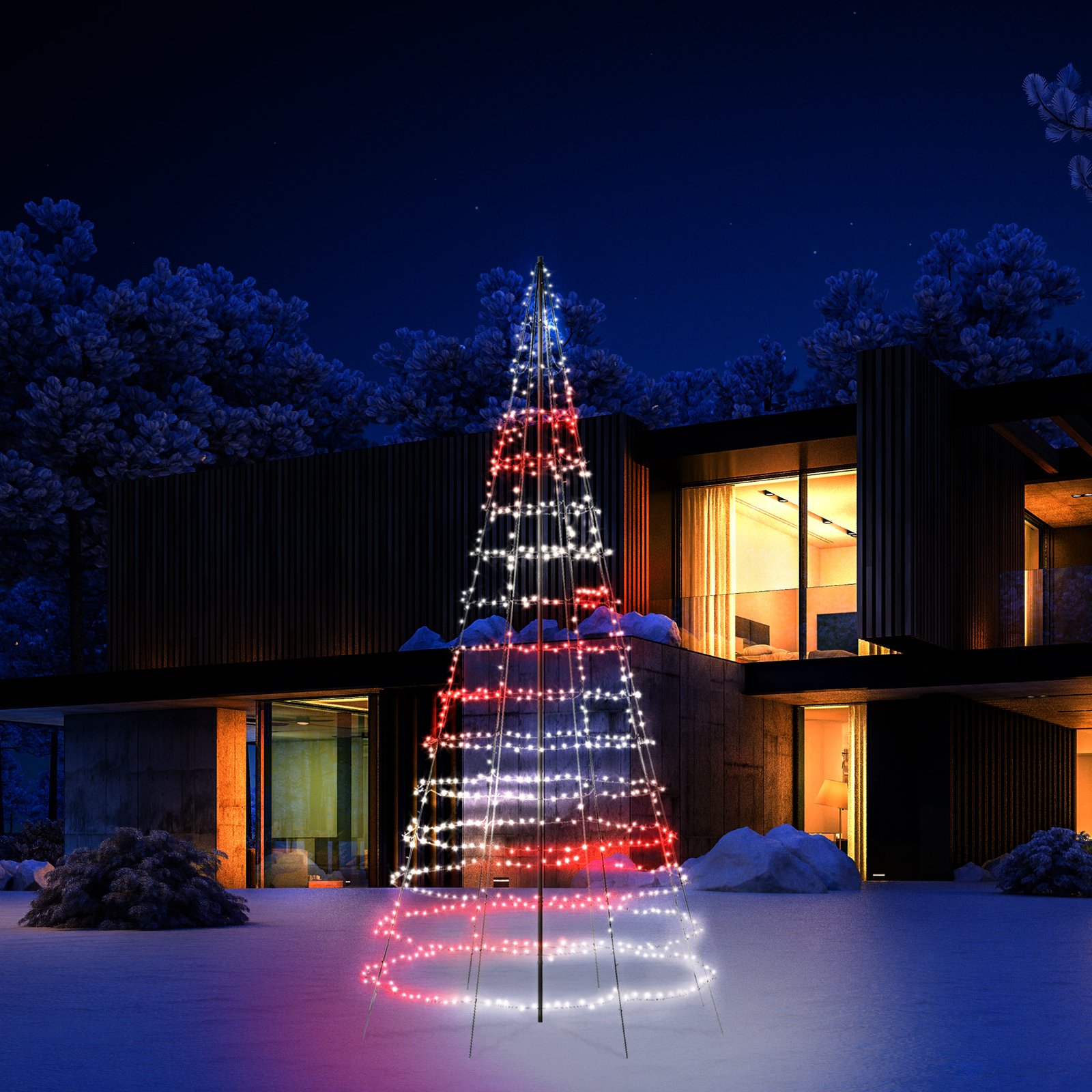 Twinkly Light Tree til udendørs brug, RGBW, højde 600 cm