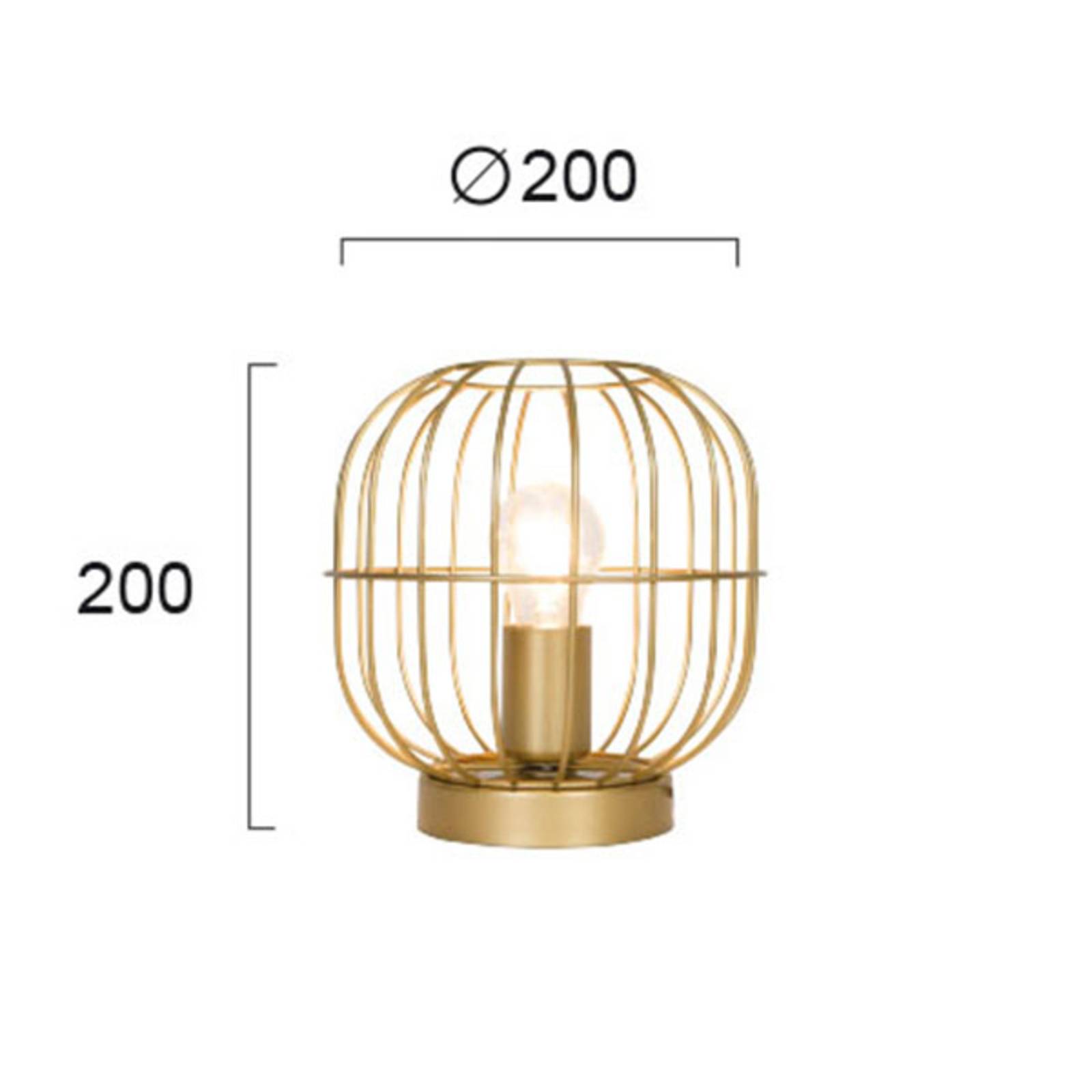 Lampe à poser Zenith en forme de cage, dorée