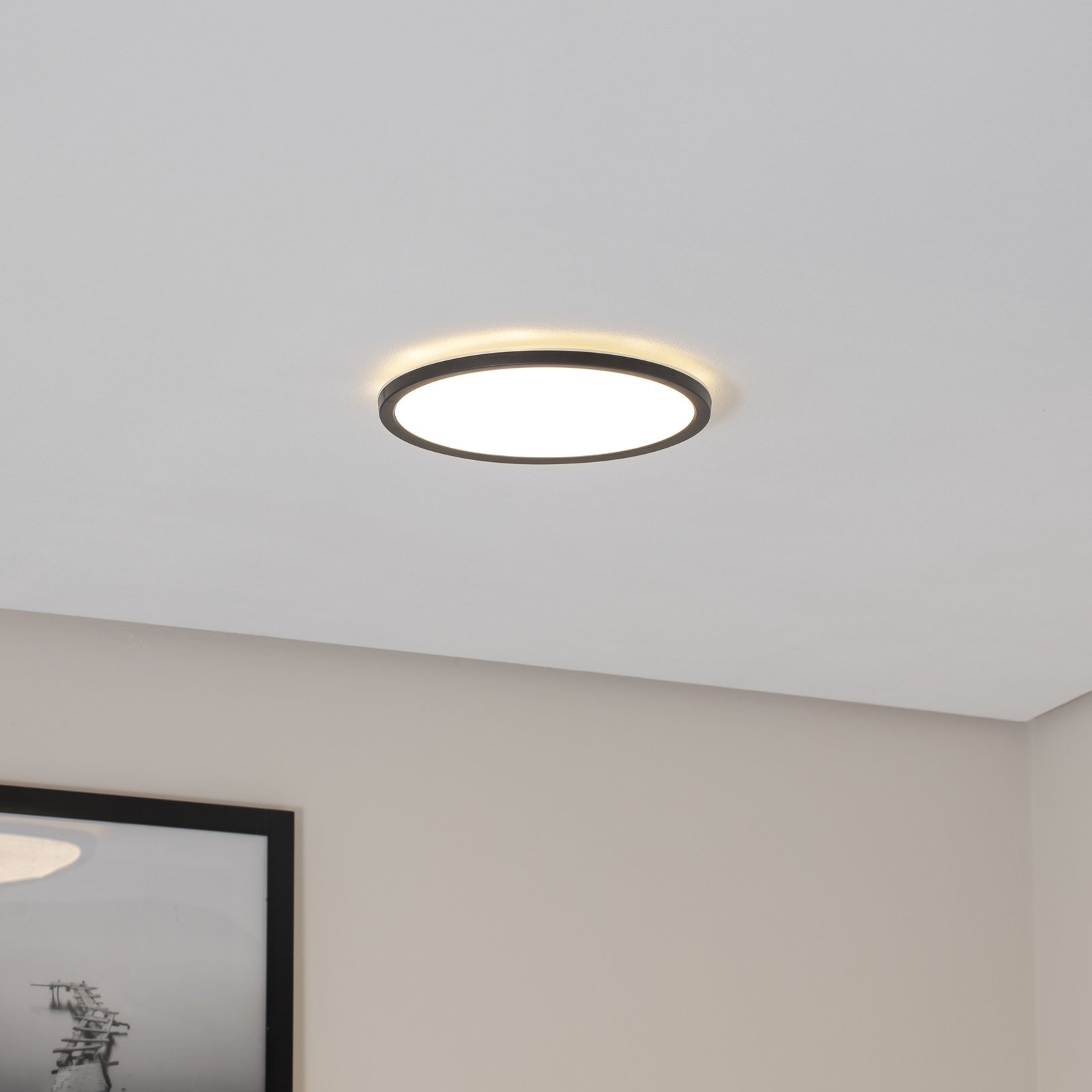 Aqua LED panelis, Ø 30 cm, melns, metāls/plastmasa, CCT dim