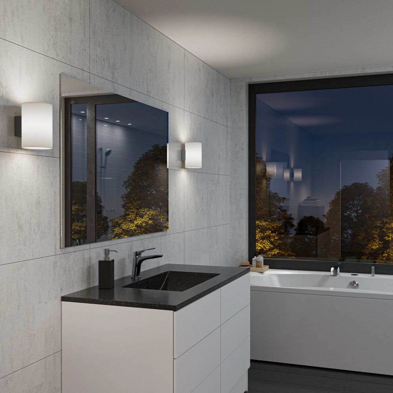 Evoke Wandleuchte IP44 Large Anthracite/Opal Herstal - Wohnzimmer - Metall