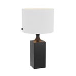 Woody table lamp, height 56 cm, black and white, wood, linen, E27 - By Rydéns