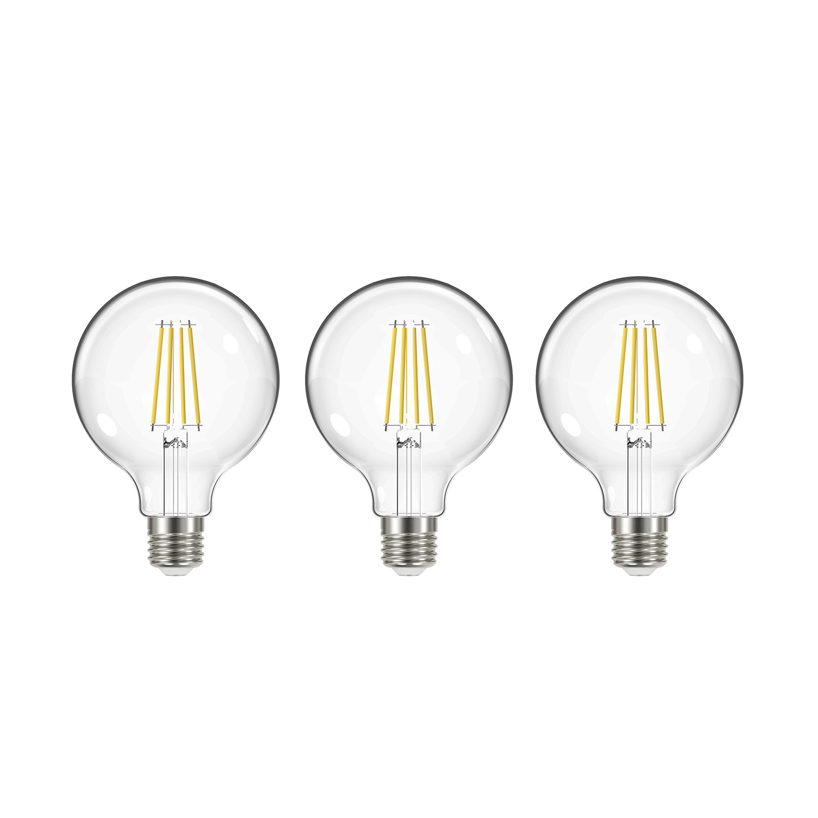 LED-Leuchtmittel Filament, E27, G95, 3,8W, 3000K, 806lm, 3er