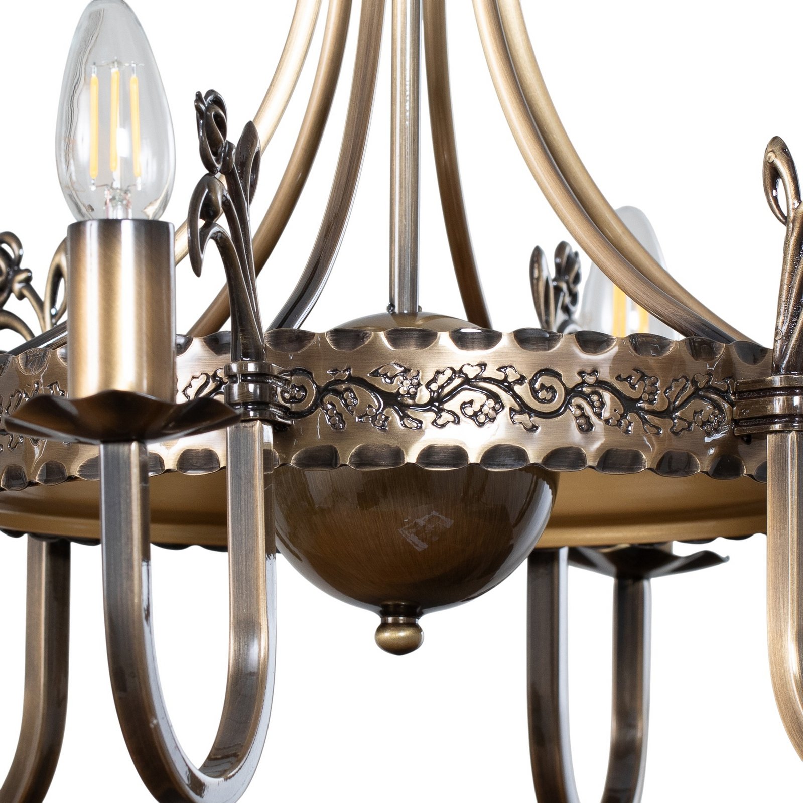 Castle chandelier, light patina, Ø 62 cm, metal, 6-bulb.