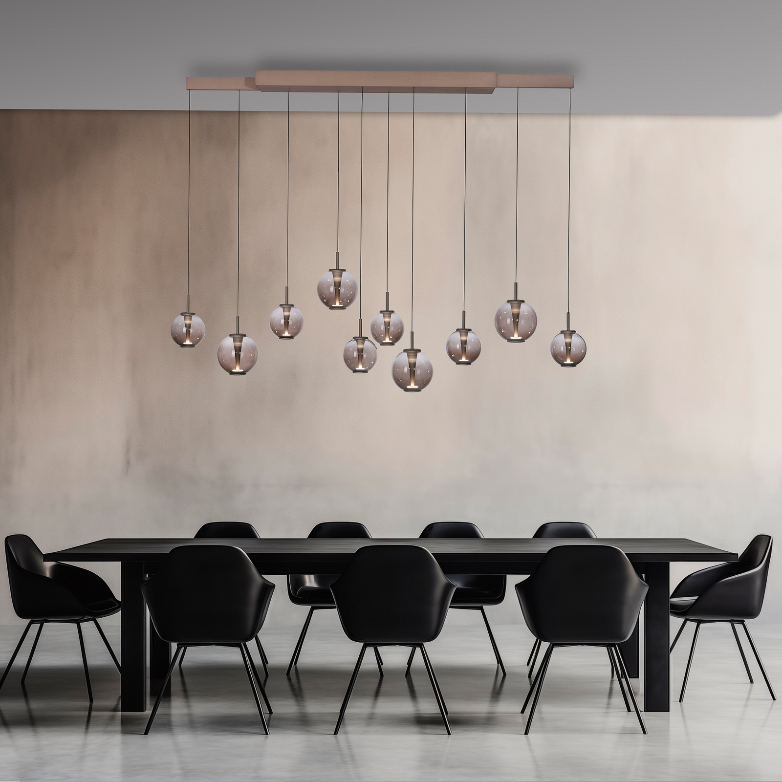 E-Infinity LED-Hängelampe bronze/amber, 198cm, 10-flg - PURE E-Infinity LED-Hängelampe bronze/amber, 198cm, 10-flg - PURE