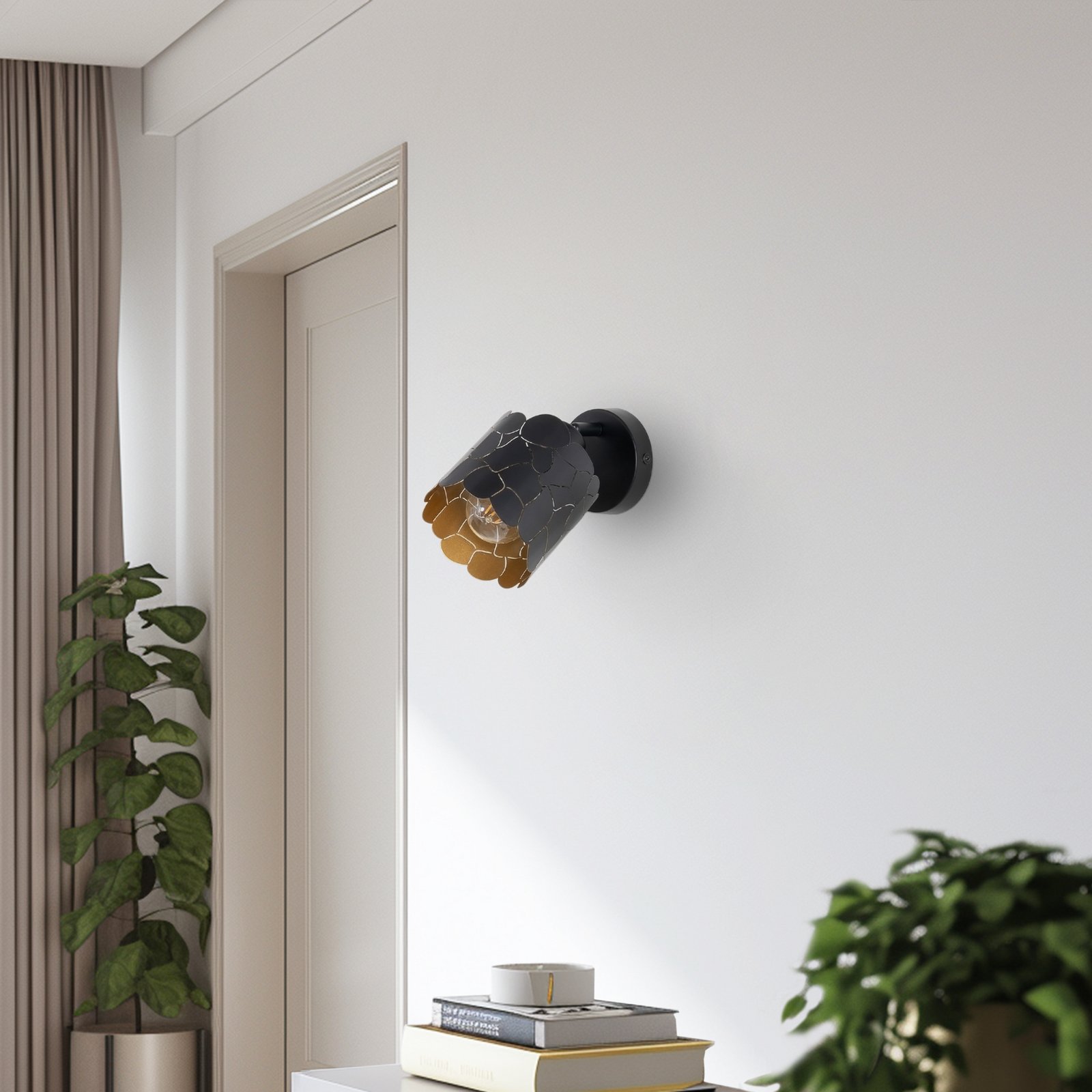 Aralena Wandleuchte Ø 12 cm einflammig schwarz/gold - Lindby
