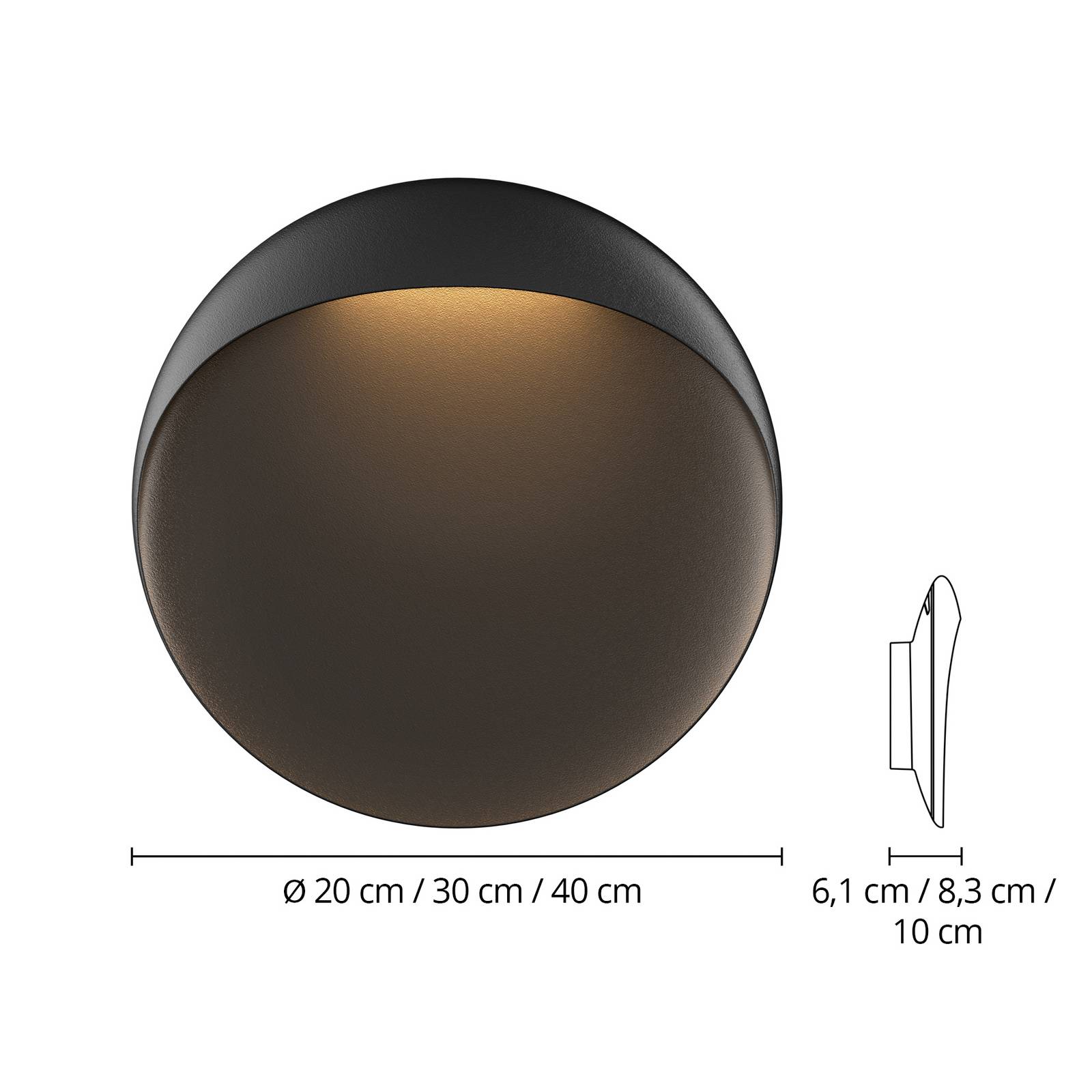 Louis Poulsen Nástěnné LED svítidlo Louis Poulsen Flindt, černé 3 000 K Ø 40 cm