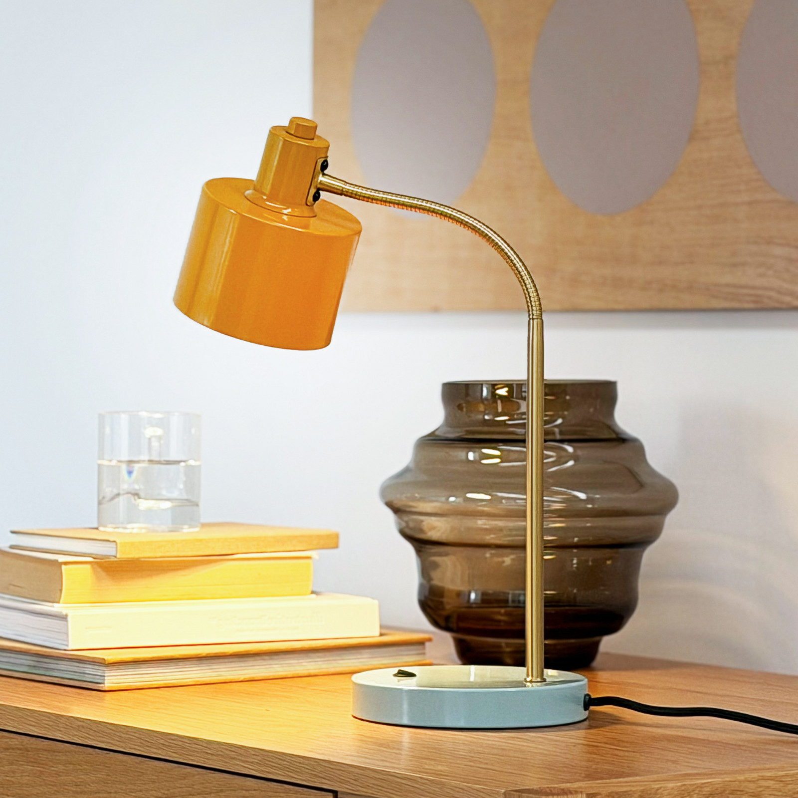 Lampa de masă Dyberg Larsen Ocean Flex curry/turcoaz 45 cm - Camera de zi / sufragerie - Scandinavă - curry alamă turcoaz - Metal