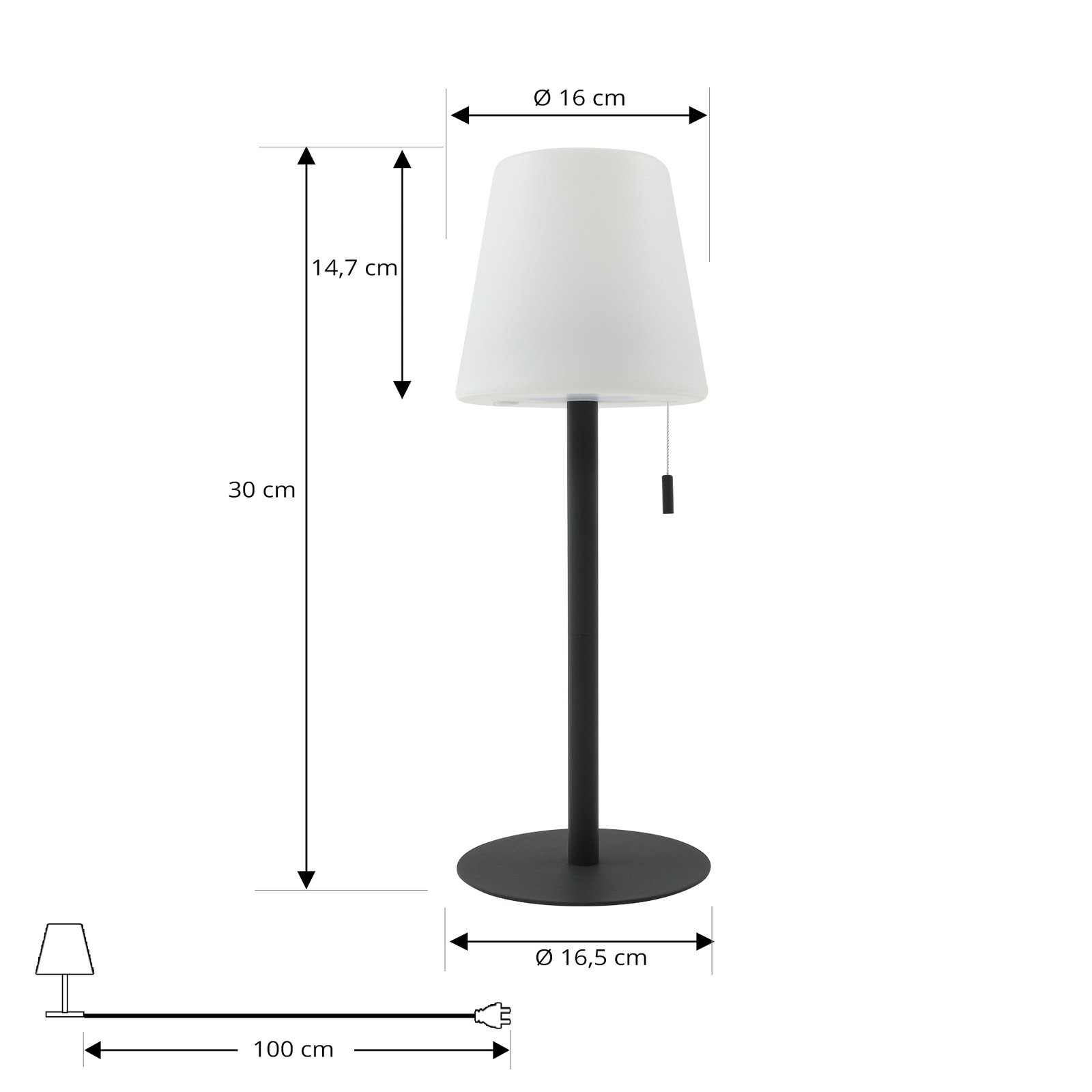 Lindby LED rechargeable lamp Azalea black aluminium CCT height-adjustable